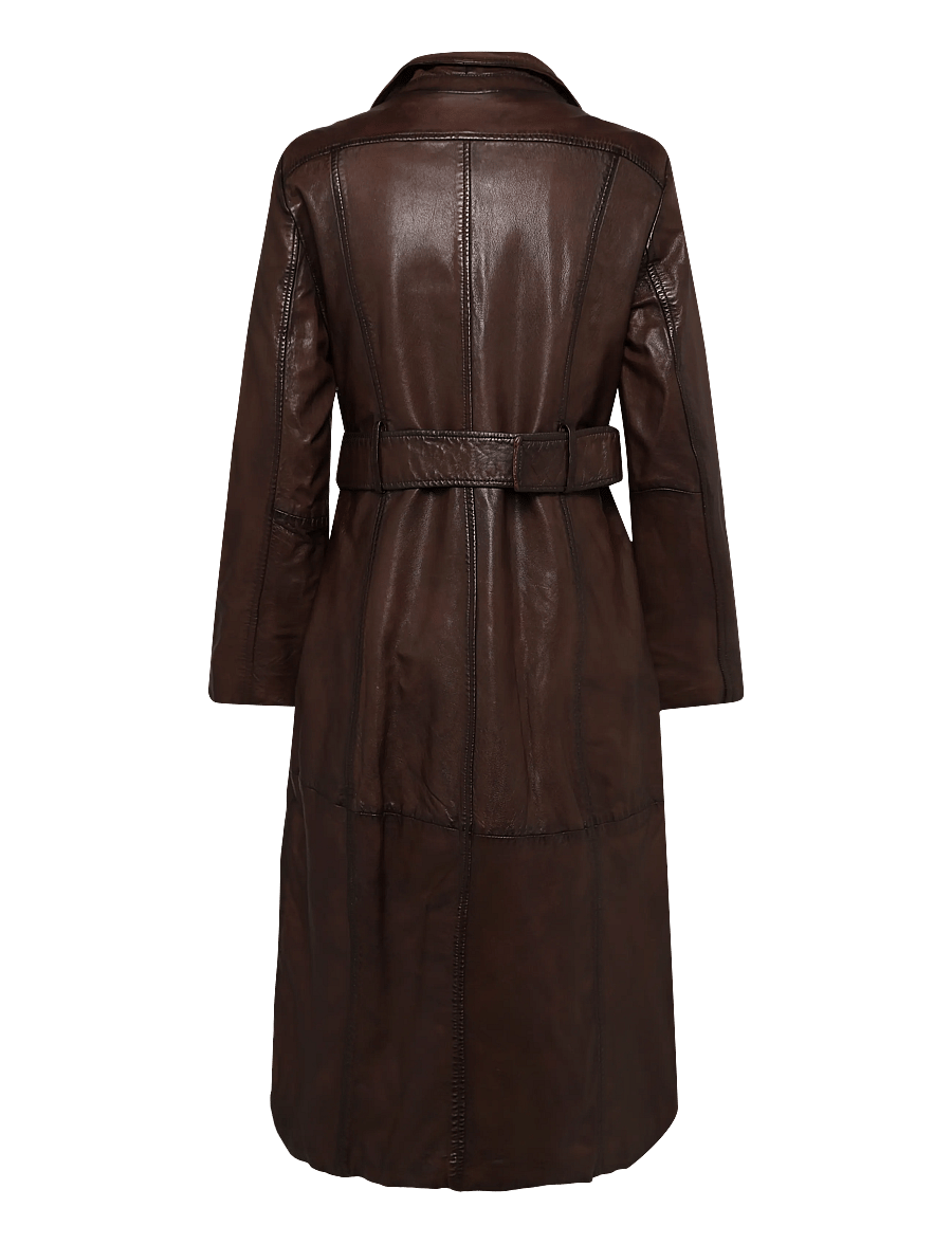 Mango - Leather trench coat with belt - trenchcoats - brown - 1