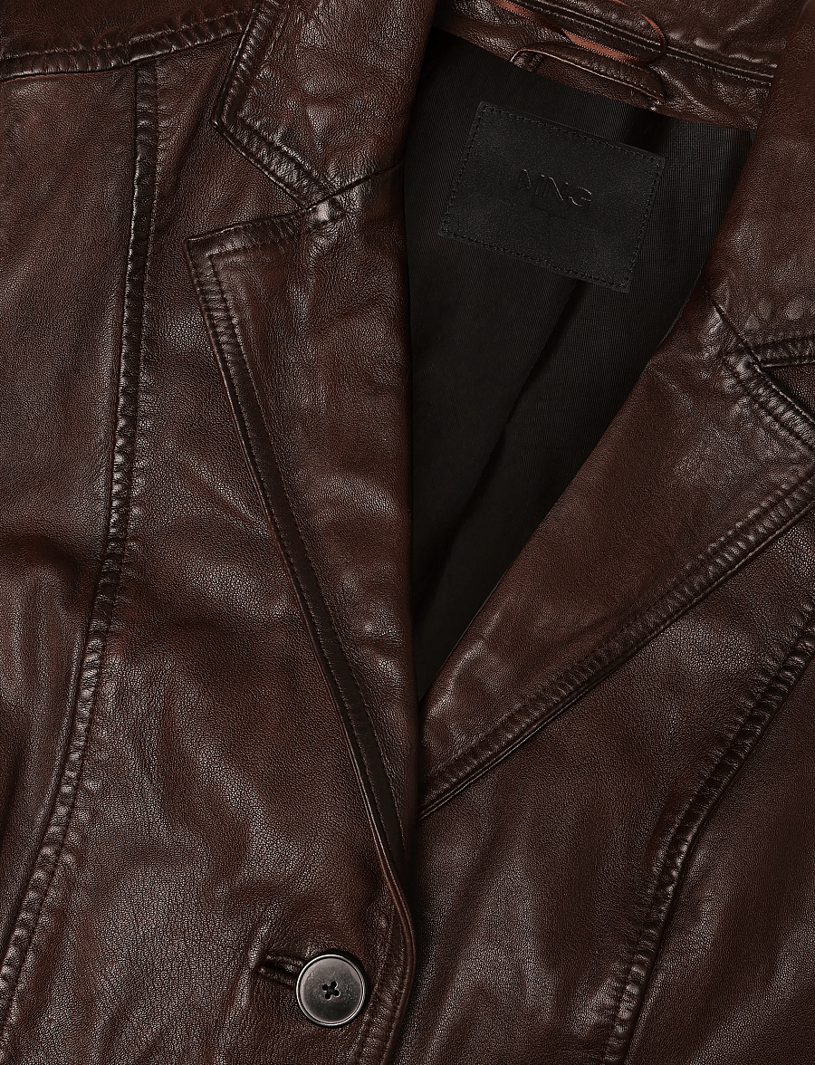 Mango - Leather trench coat with belt - trenchcoats - brown - 2