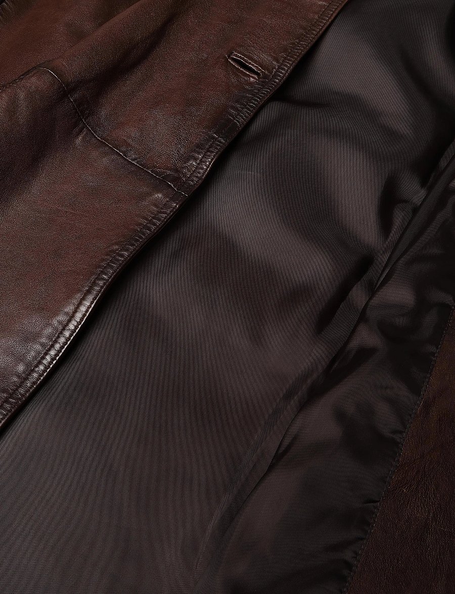 Mango - Leather trench coat with belt - trenchcoats - brown - 4