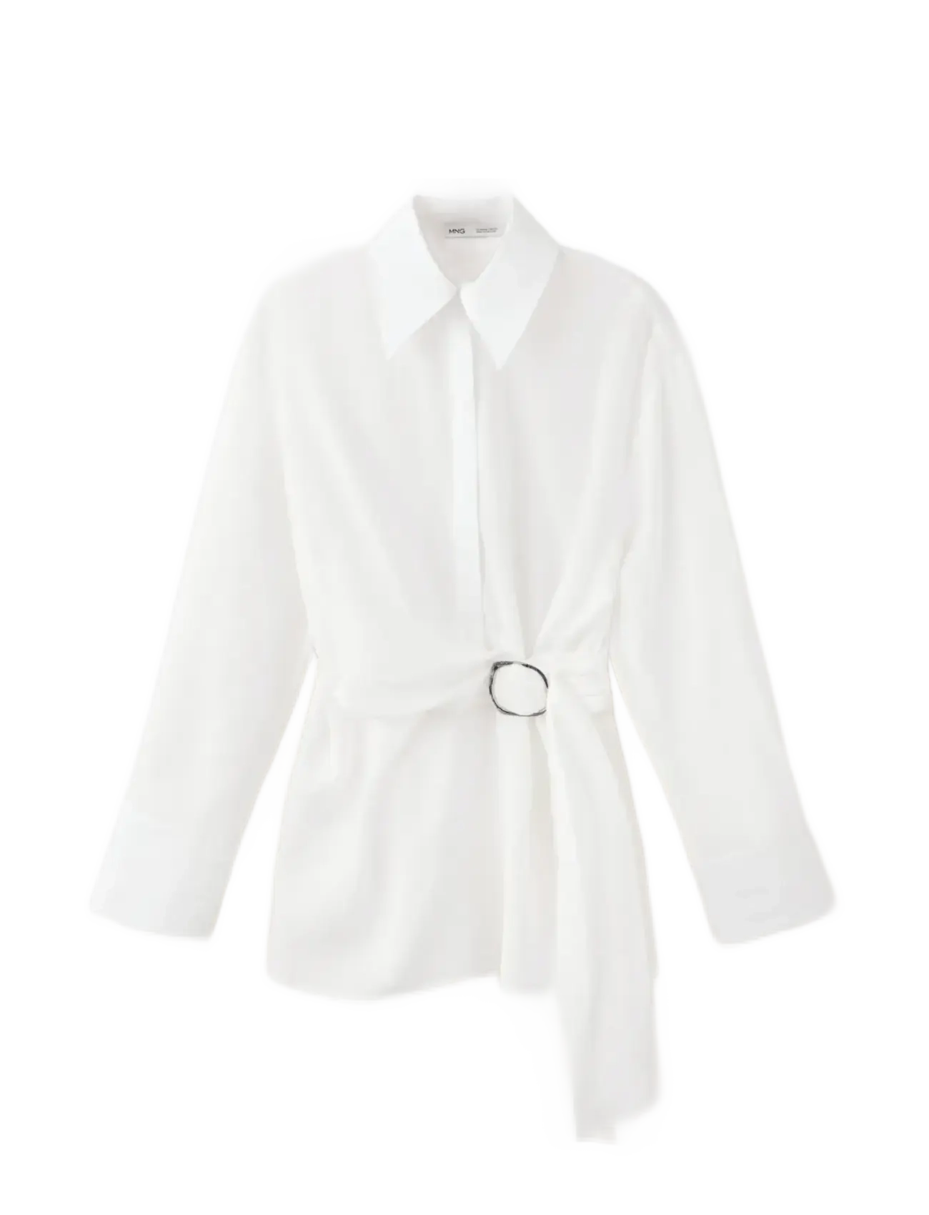 Mango Gathered shirt with metallic detail - Långärmade skjortor - LIGHT BEIGE / beige
