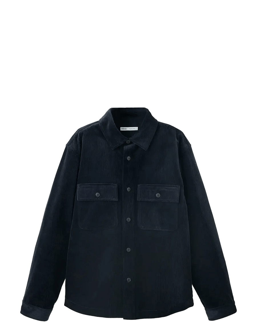 Mango - Corduroy overshirt with pockets - efterårsjakker - navy - 0
