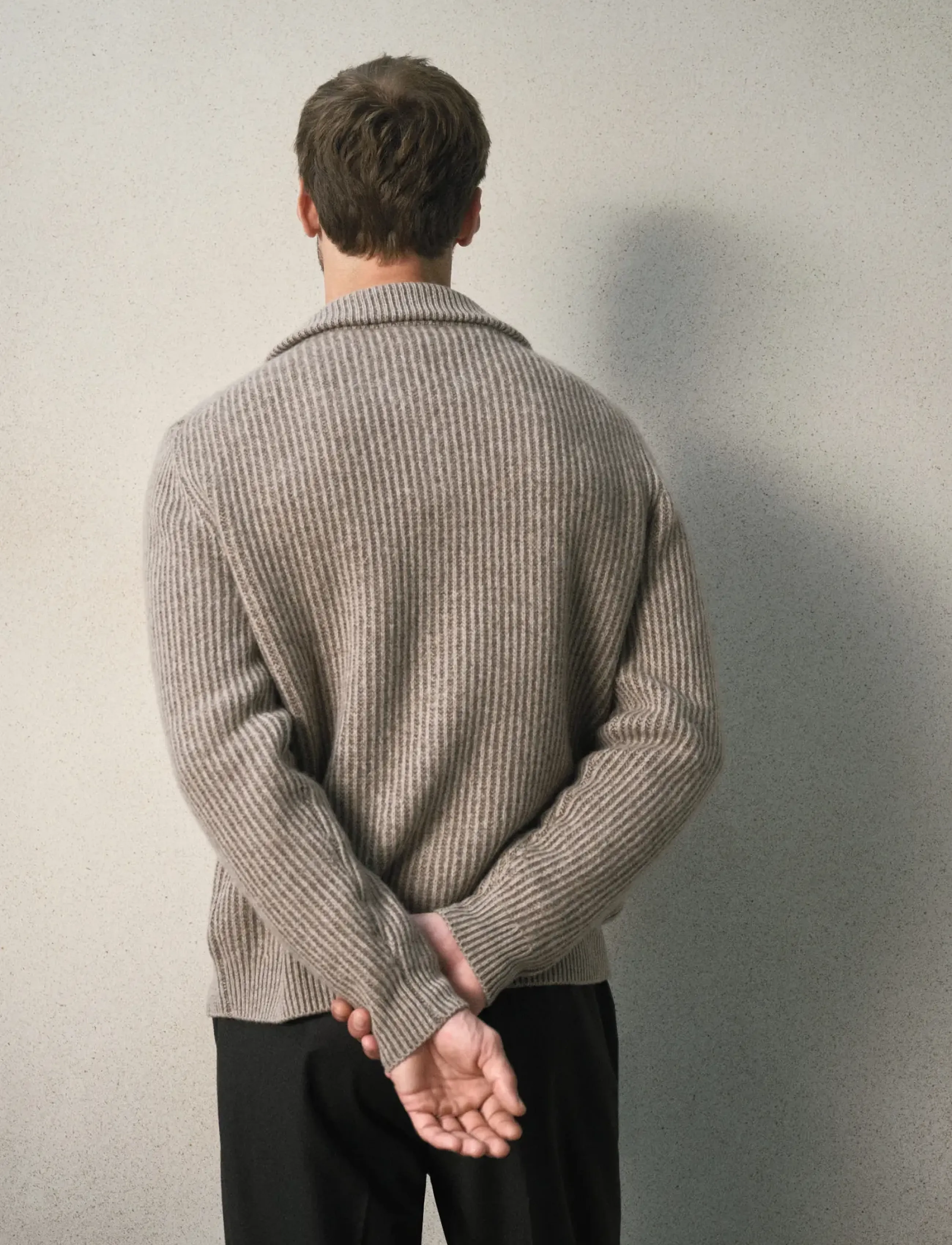 Mango - Ribbed wool cardigan with zip closure - light beige - 2