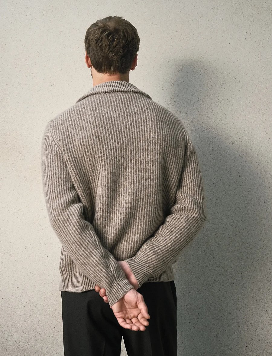 Mango - Ribbed wool cardigan with zip closure - fullzip strik - light beige - 2