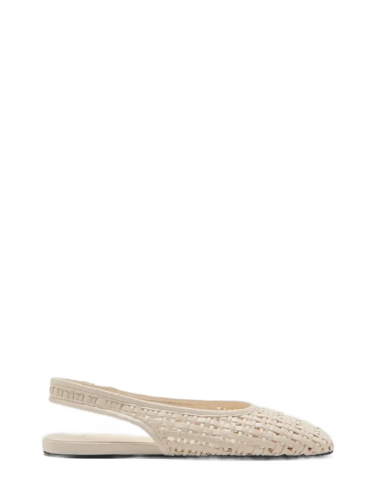 Mango Braided Backless Ballerina Flat, 35, Slingbacks, Weiß - Flat Frauen