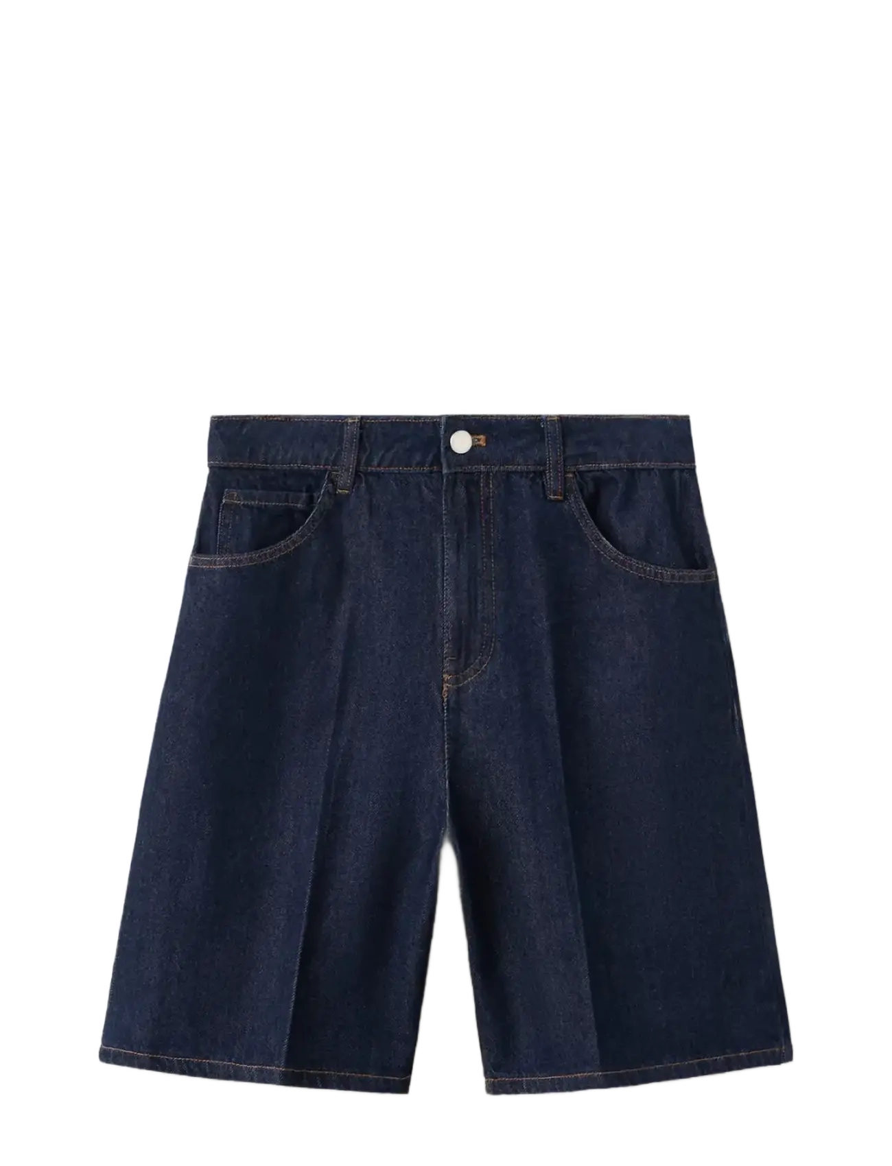 Mango High-waist straight-fit denim shorts - Shorts - OPEN BLUE / navy