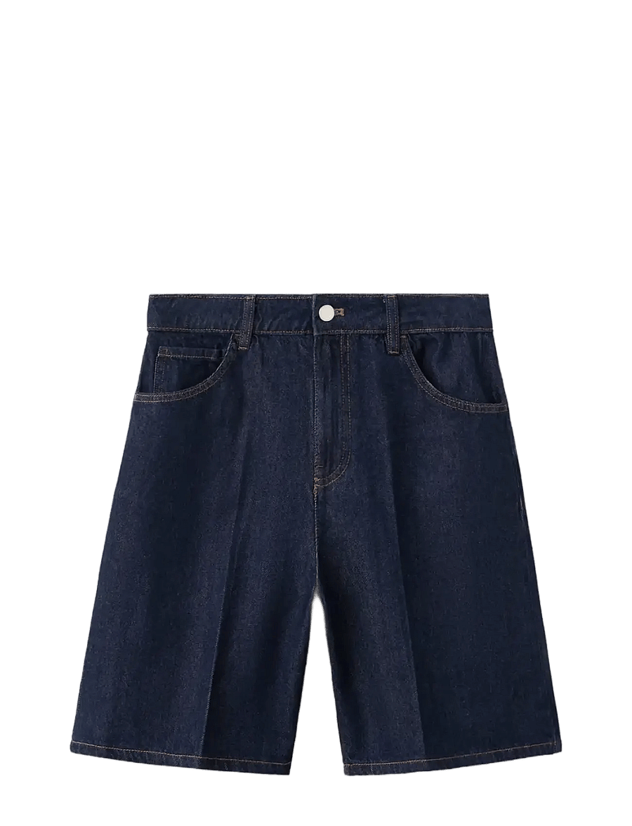 Mango - High-waist straight-fit denim shorts - open blue - 1