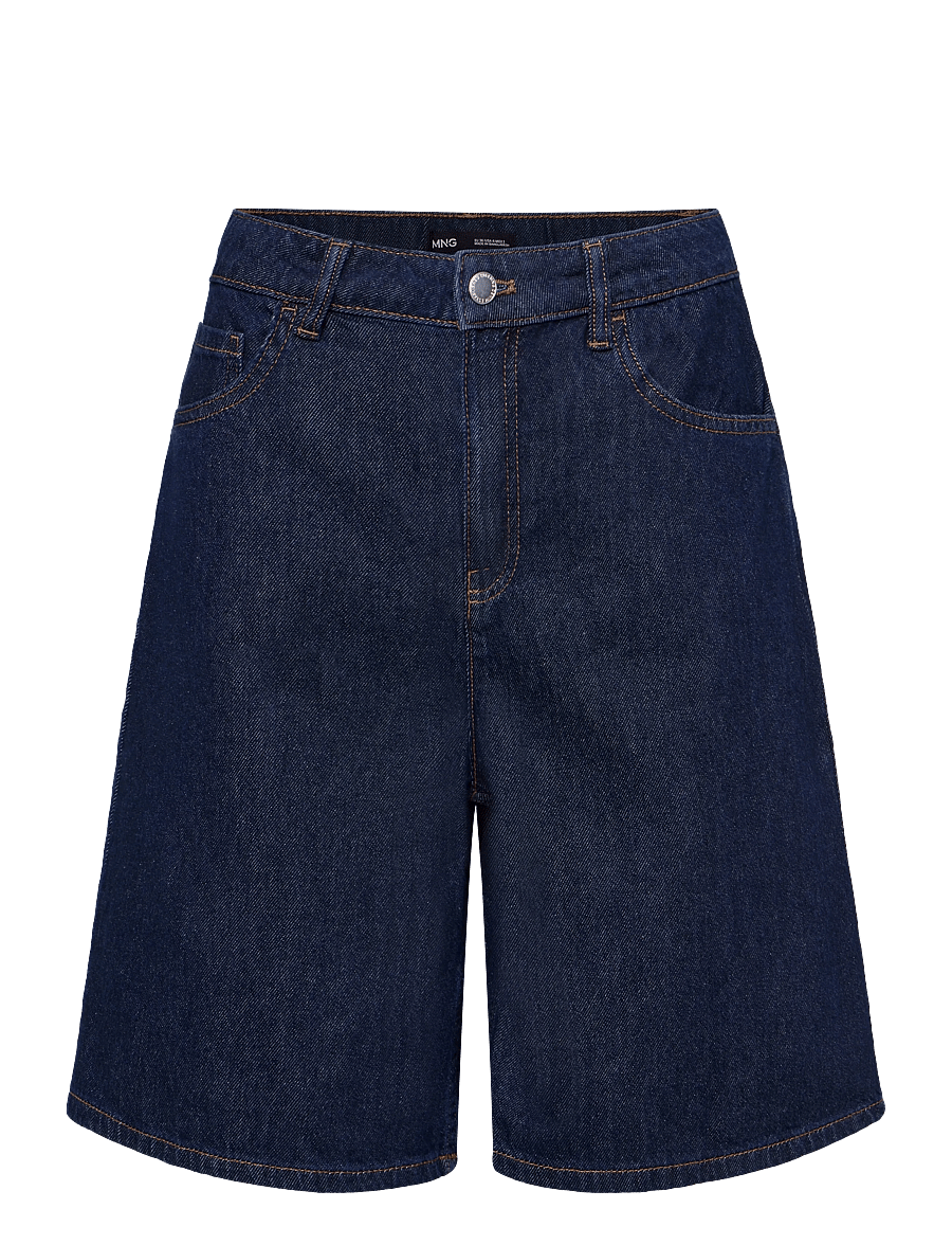 Mango - High-waist straight-fit denim shorts - casual shorts - open blue - 1