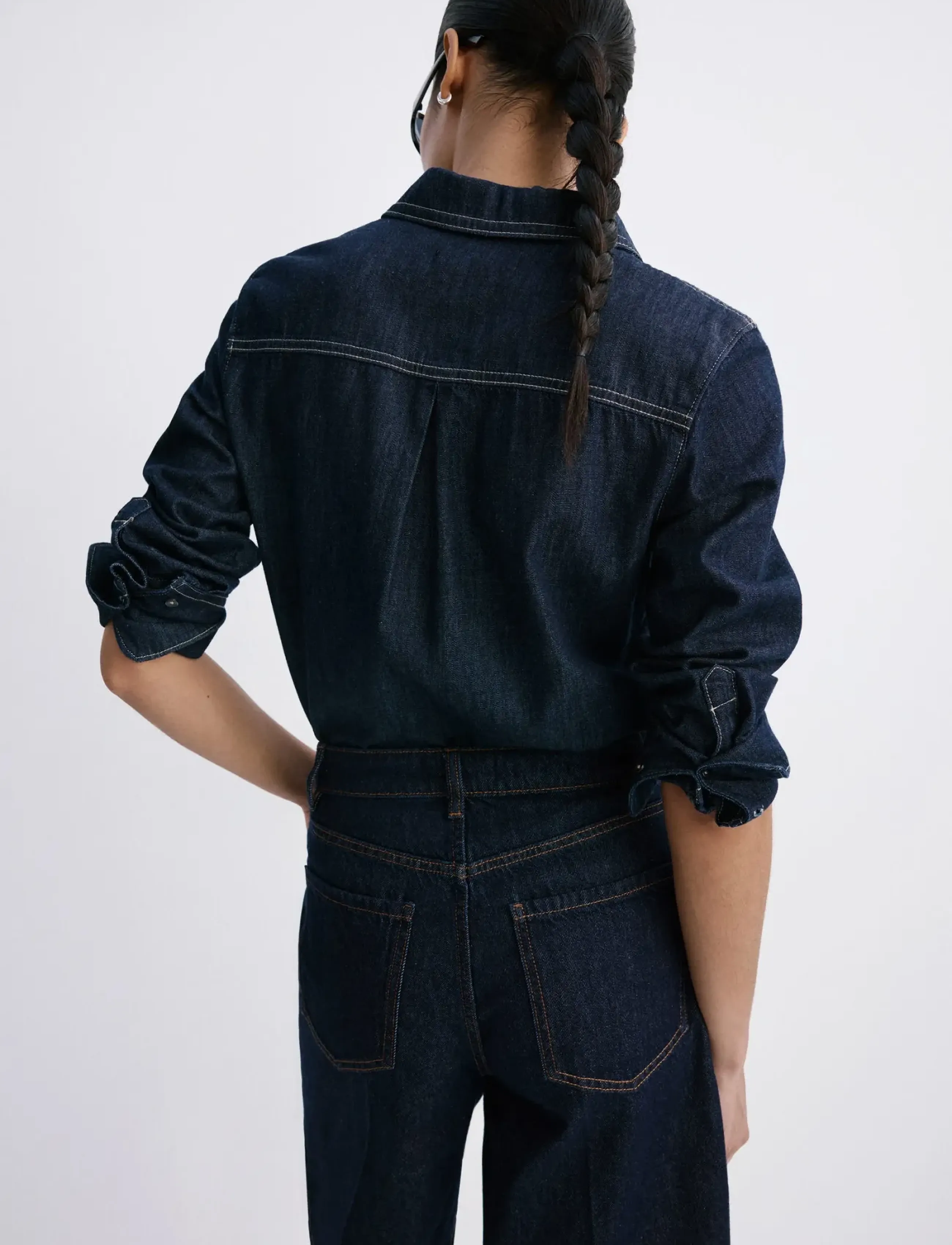 Mango - High-waist straight-fit denim shorts - open blue - 2