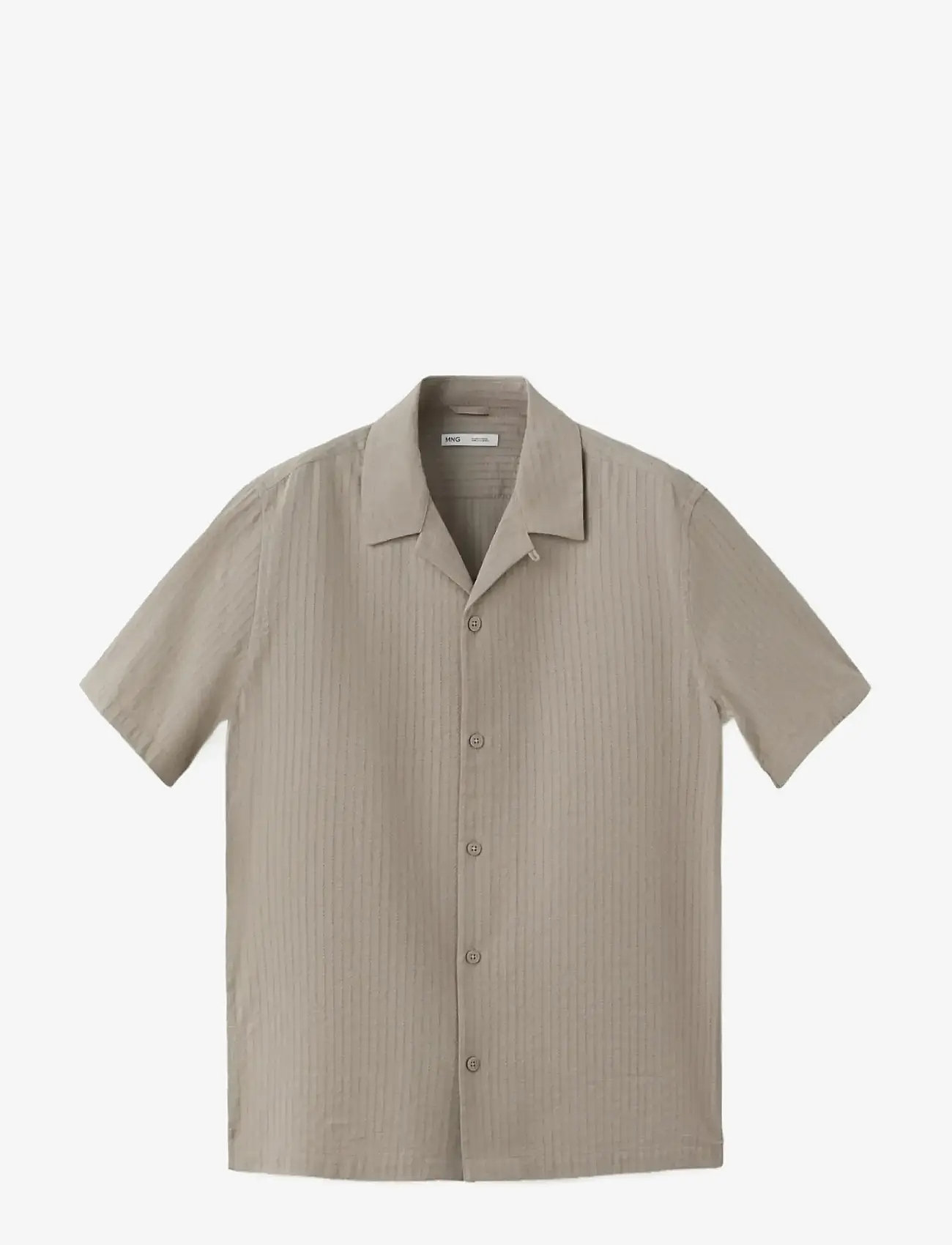 Mango - 100% cotton shirt with embroidery details - kortærmede skjorter - light beige - 0