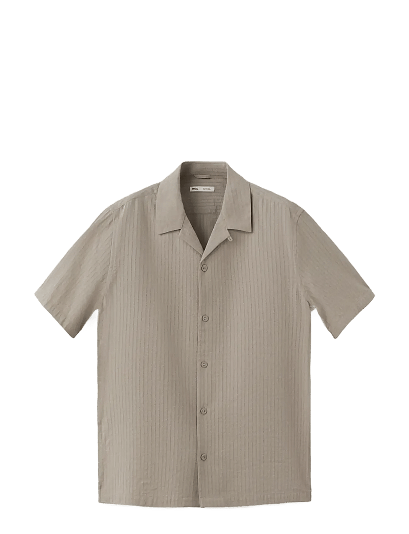 Mango - 100% cotton shirt with embroidery details - kortærmede skjorter - light beige - 0