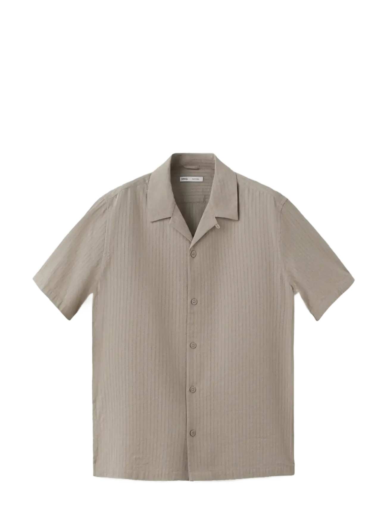 Mango 100% cotton shirt with embroidery details - Tøj - LIGHT BEIGE / beige