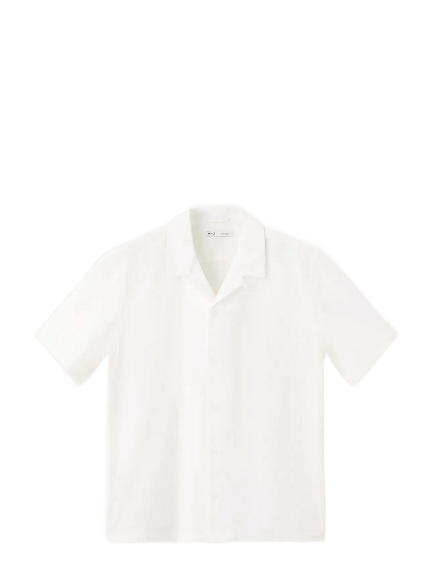 Mango - 100% cotton shirt with embroidery details - kortärmade skjortor - white - 0