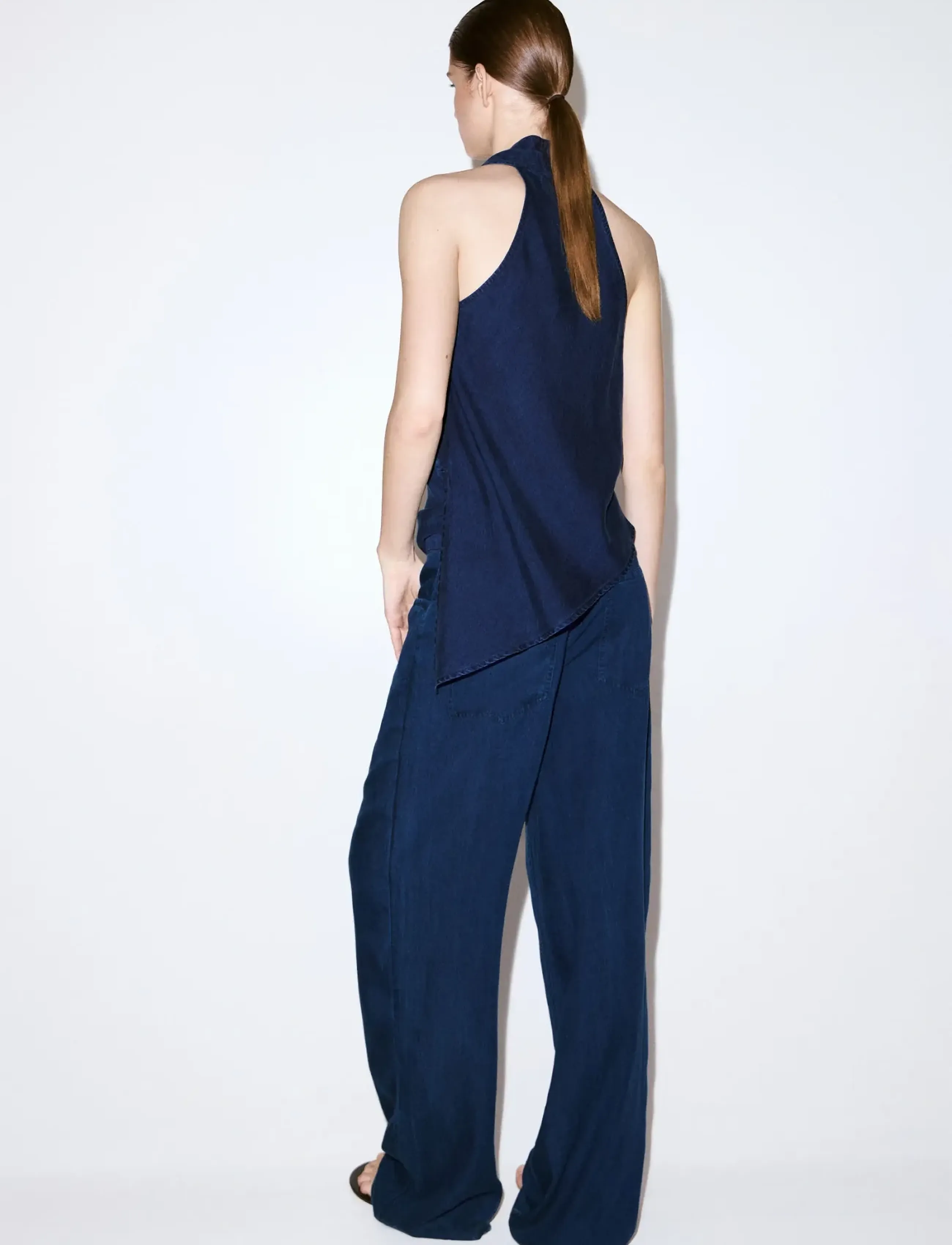 MANGO Denim Pants With Bow Belt cargobyxor dam – bild 2