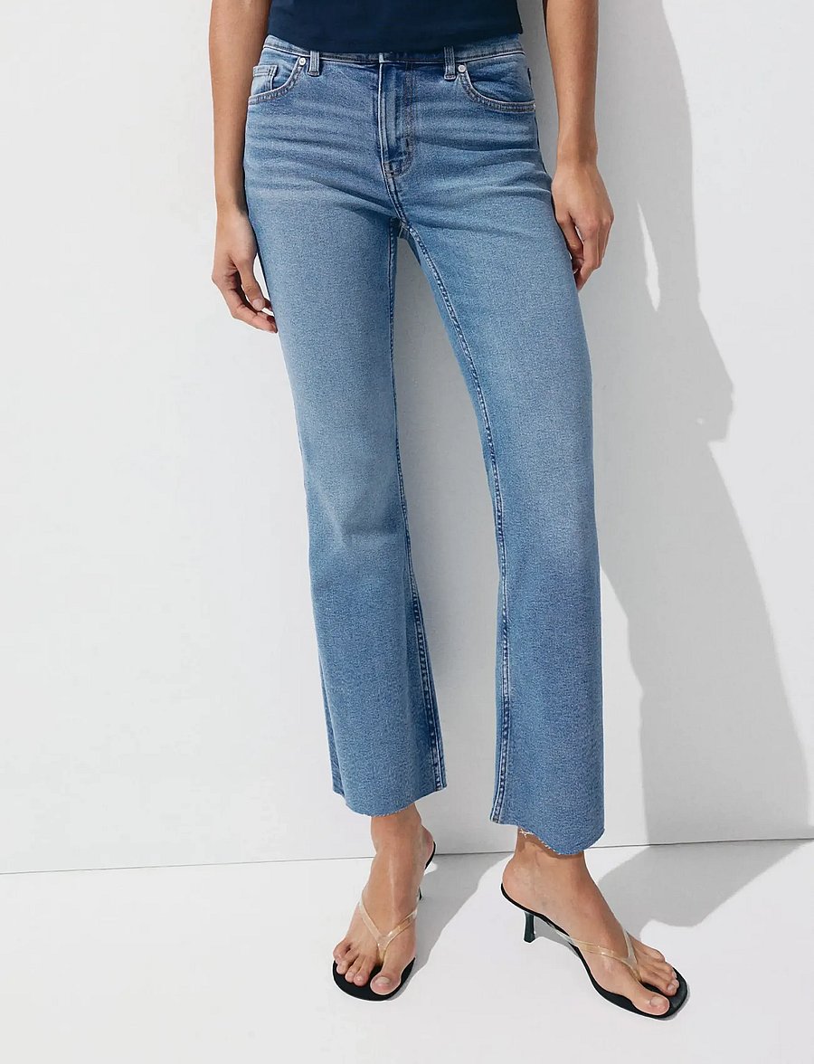 Mango - Sienna flared cropped jeans - open blue - 0