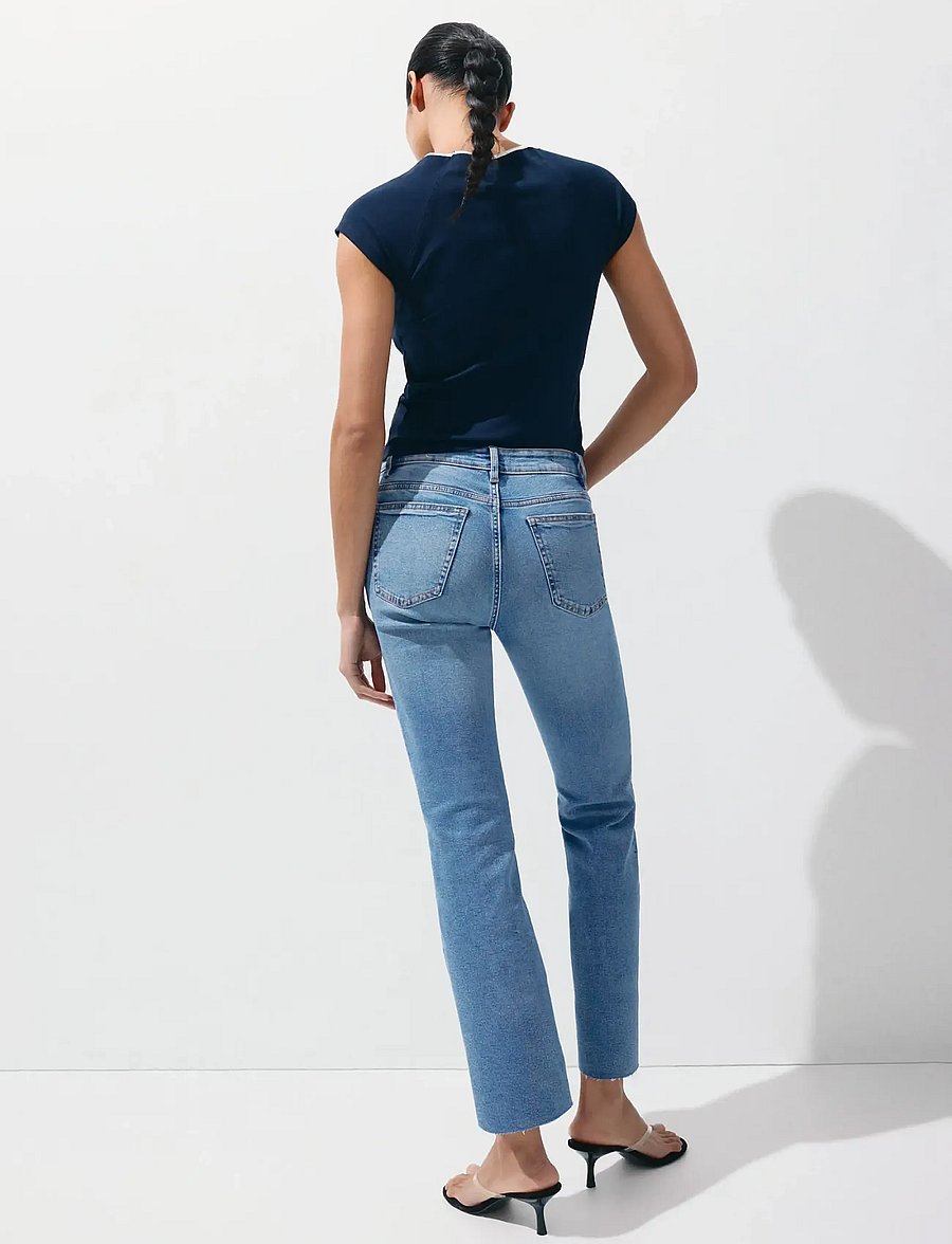 Mango - Sienna flared cropped jeans - open blue - 2