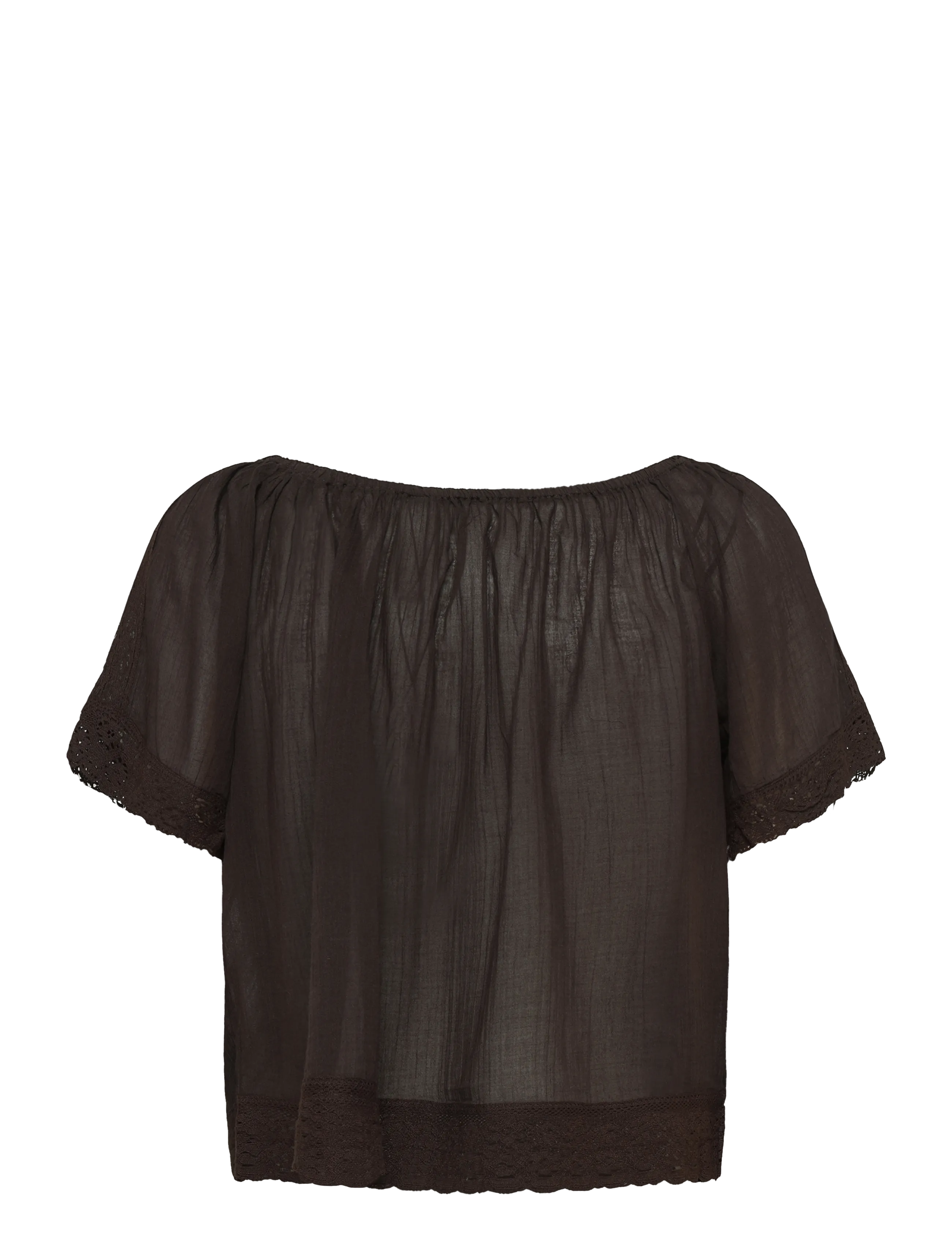 Mango - Cotton lace blouse - kortærmede bluser - brown - 2