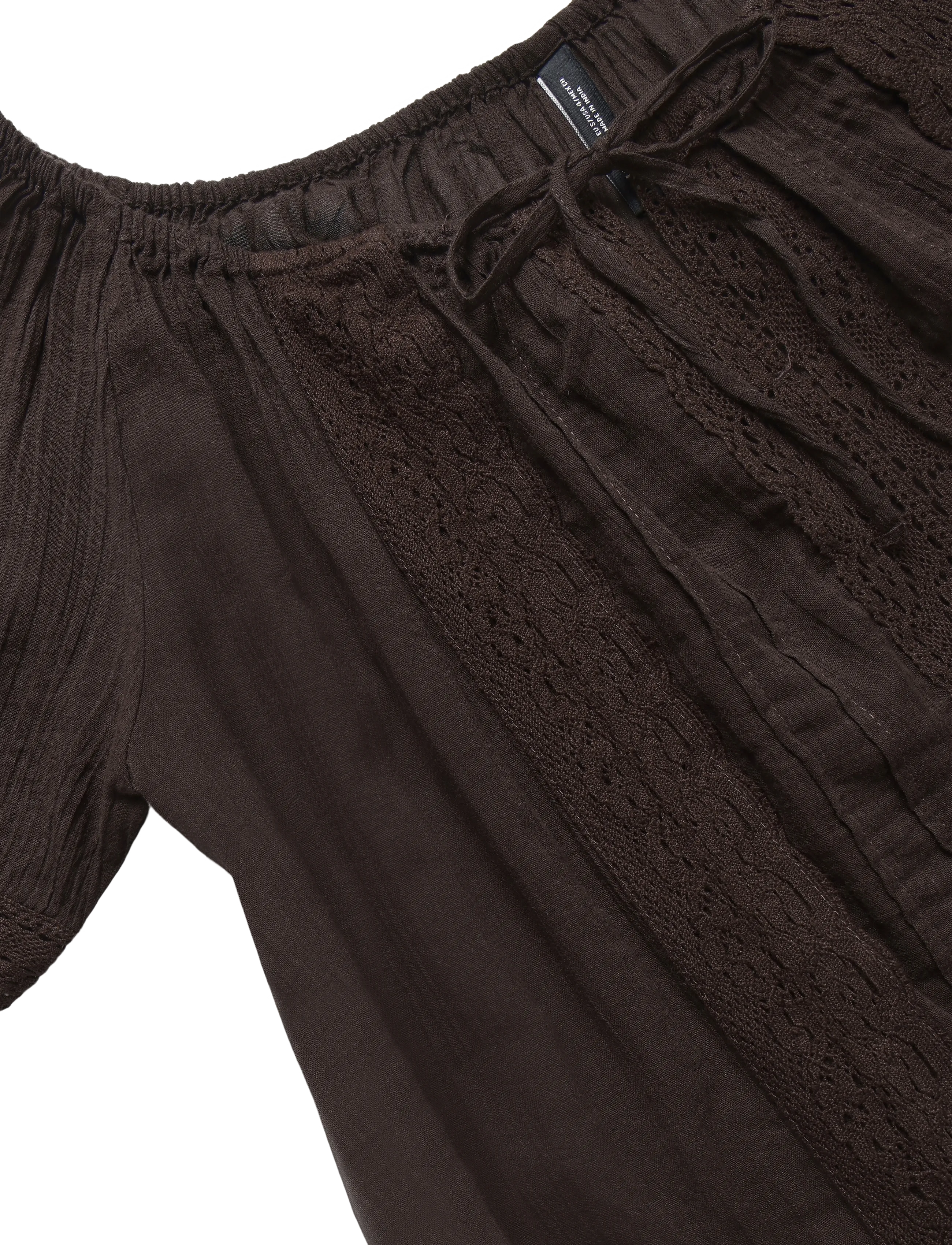 Mango - Cotton lace blouse - kortærmede bluser - brown - 4