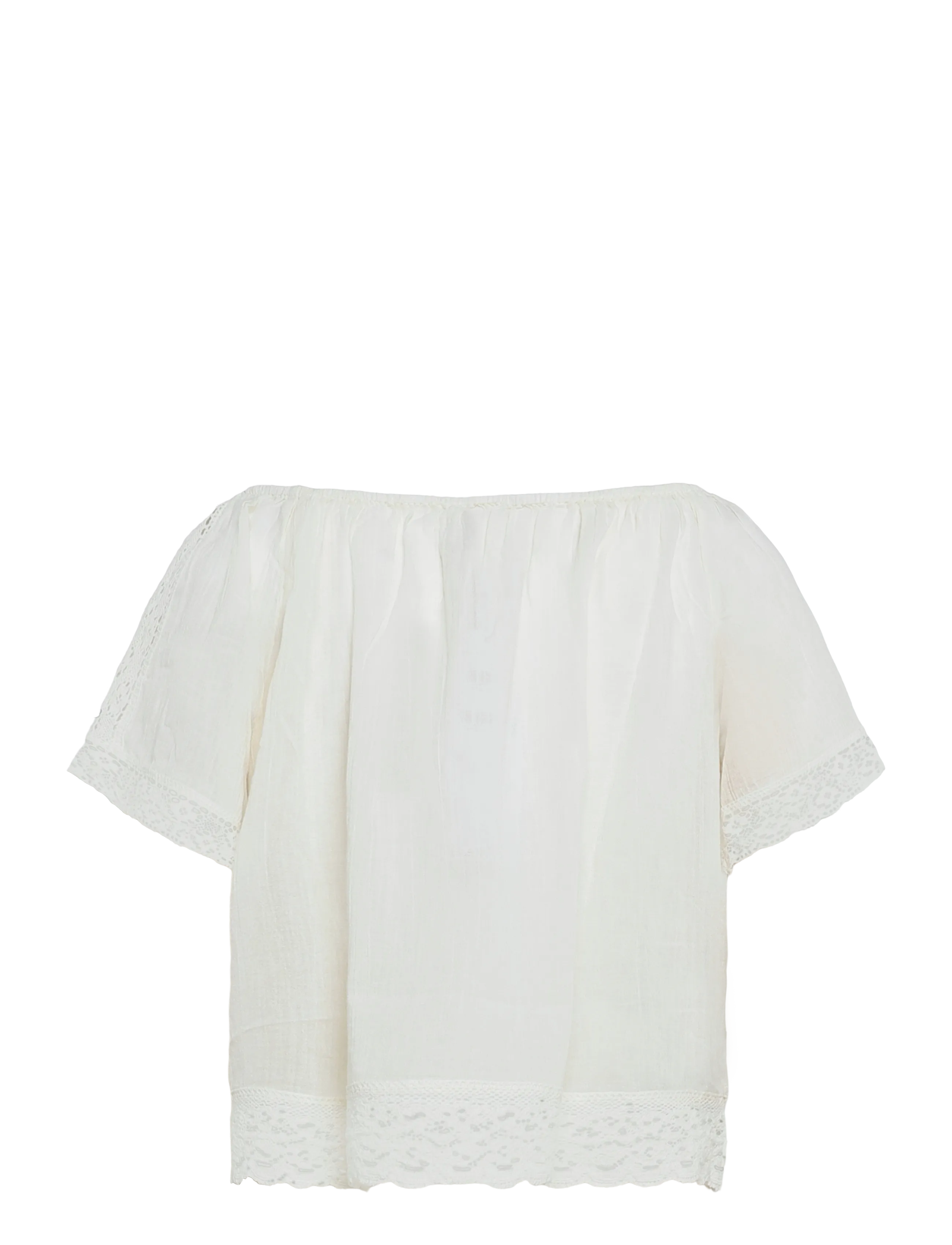 Mango - Cotton lace blouse - kortærmede bluser - light beige - 2
