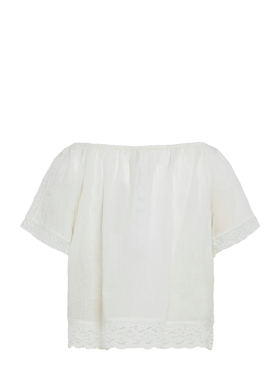 Mango - Cotton lace blouse - kurzärmelige blusen - light beige - 2
