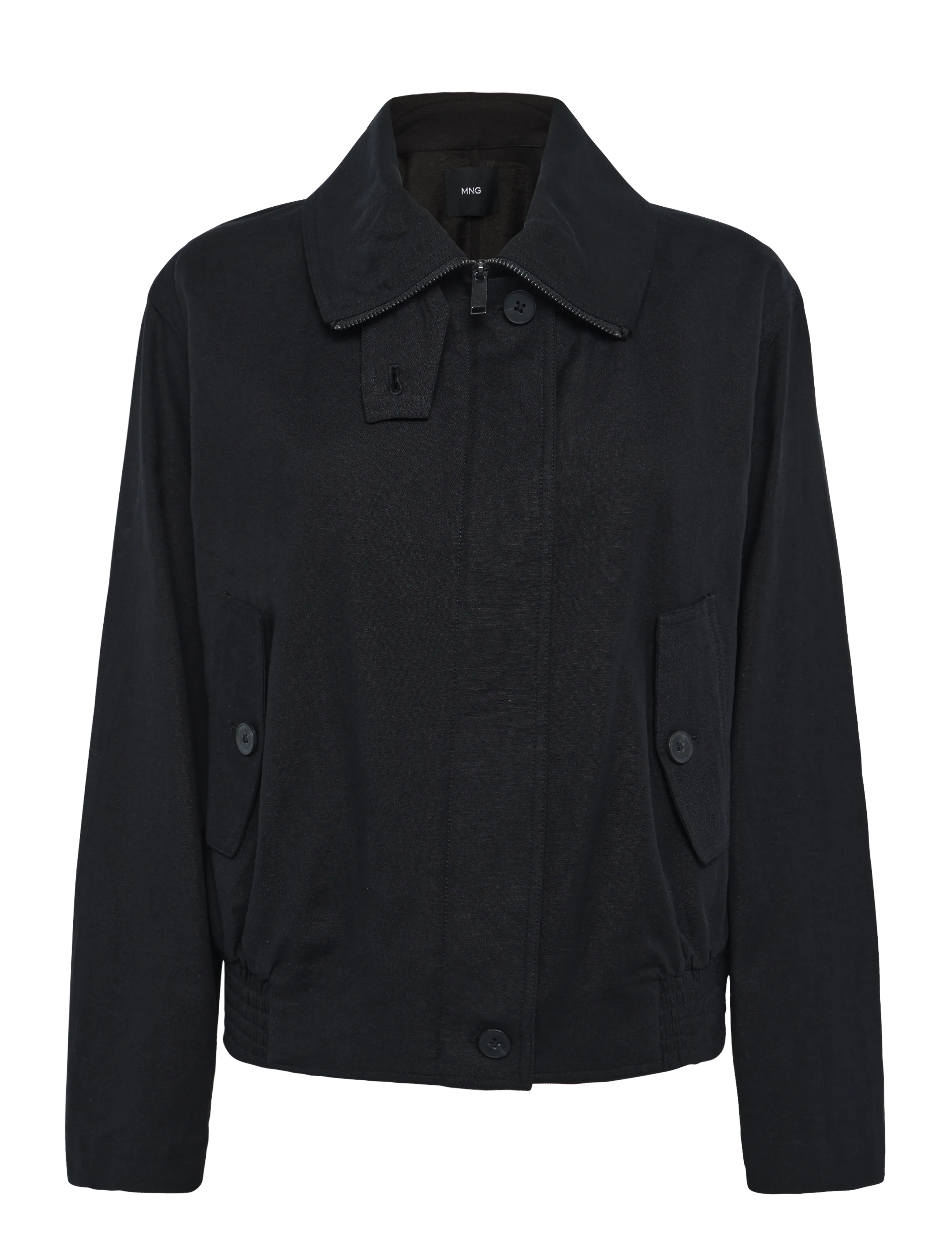 Mango - Funnel-neck bomber jacket - vårjackor - black - 1