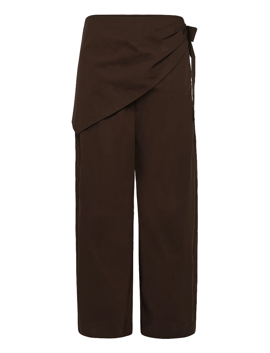 Mango - Straight-leg trousers with detachable scarf - raka byxor - dark brown - 1