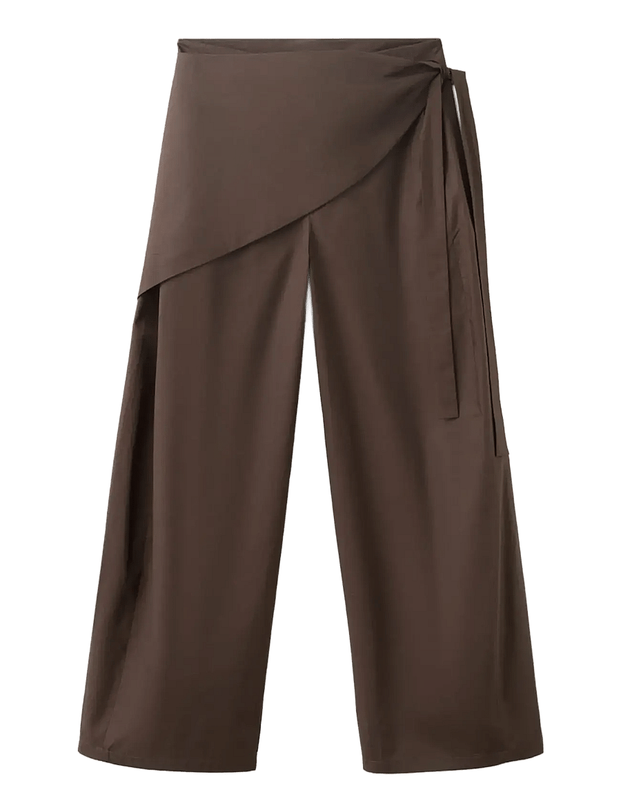 Mango - Straight-leg trousers with detachable scarf - bukser med lige ben - dark brown - 1