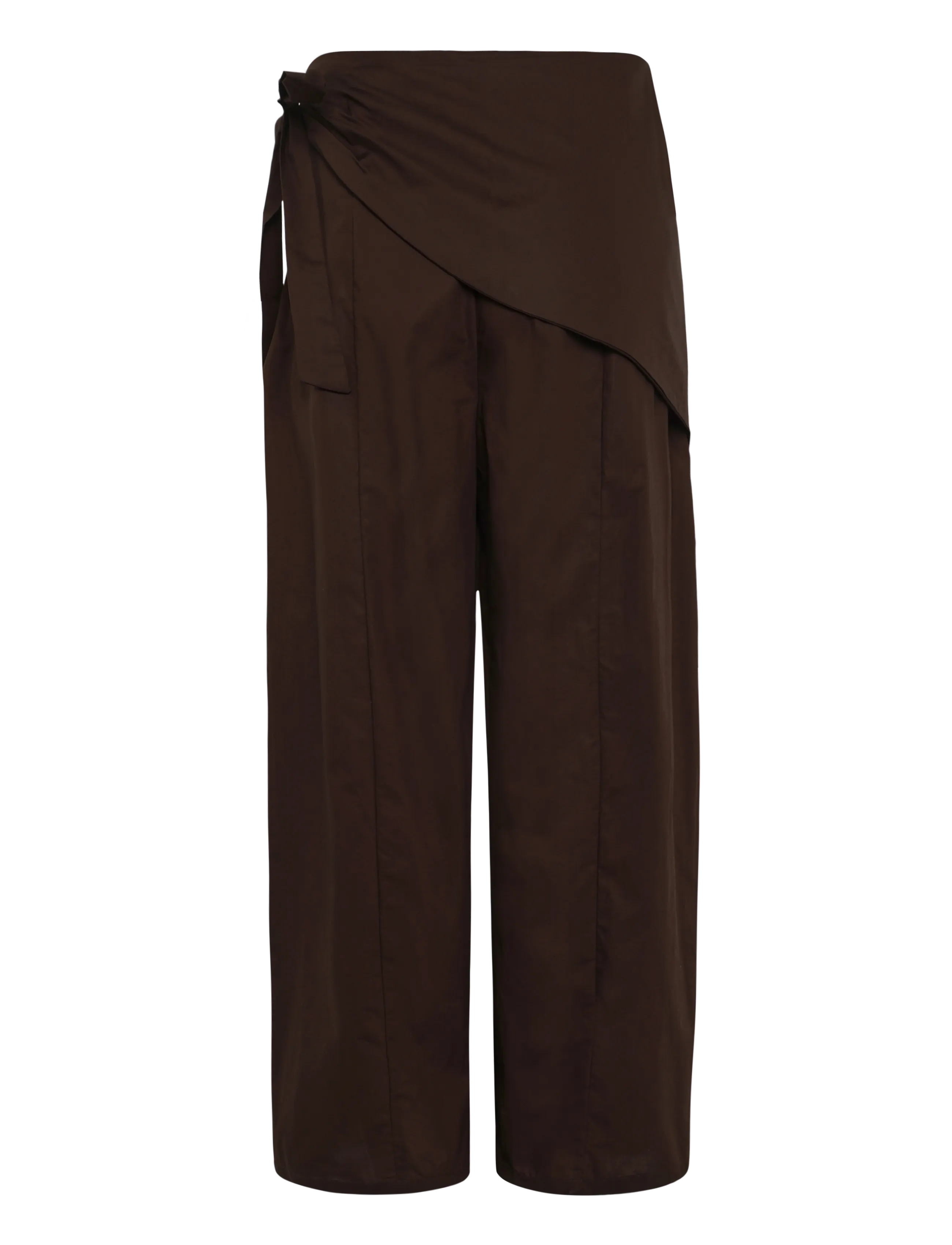 Mango - Straight-leg trousers with detachable scarf - raka byxor - dark brown - 2