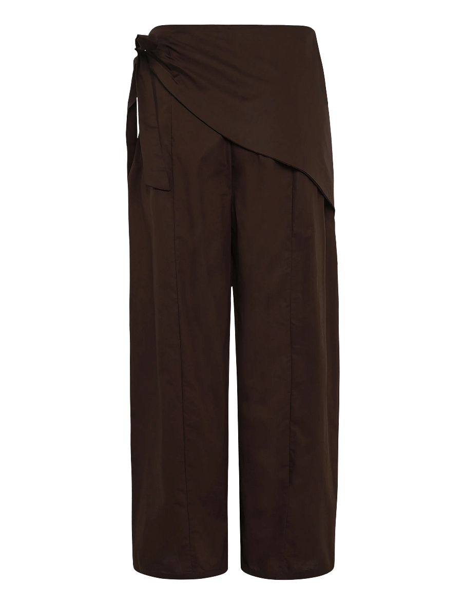Mango - Straight-leg trousers with detachable scarf - raka byxor - dark brown - 2