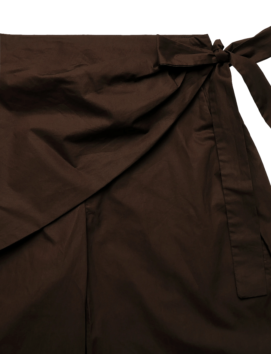 Mango - Straight-leg trousers with detachable scarf - raka byxor - dark brown - 4