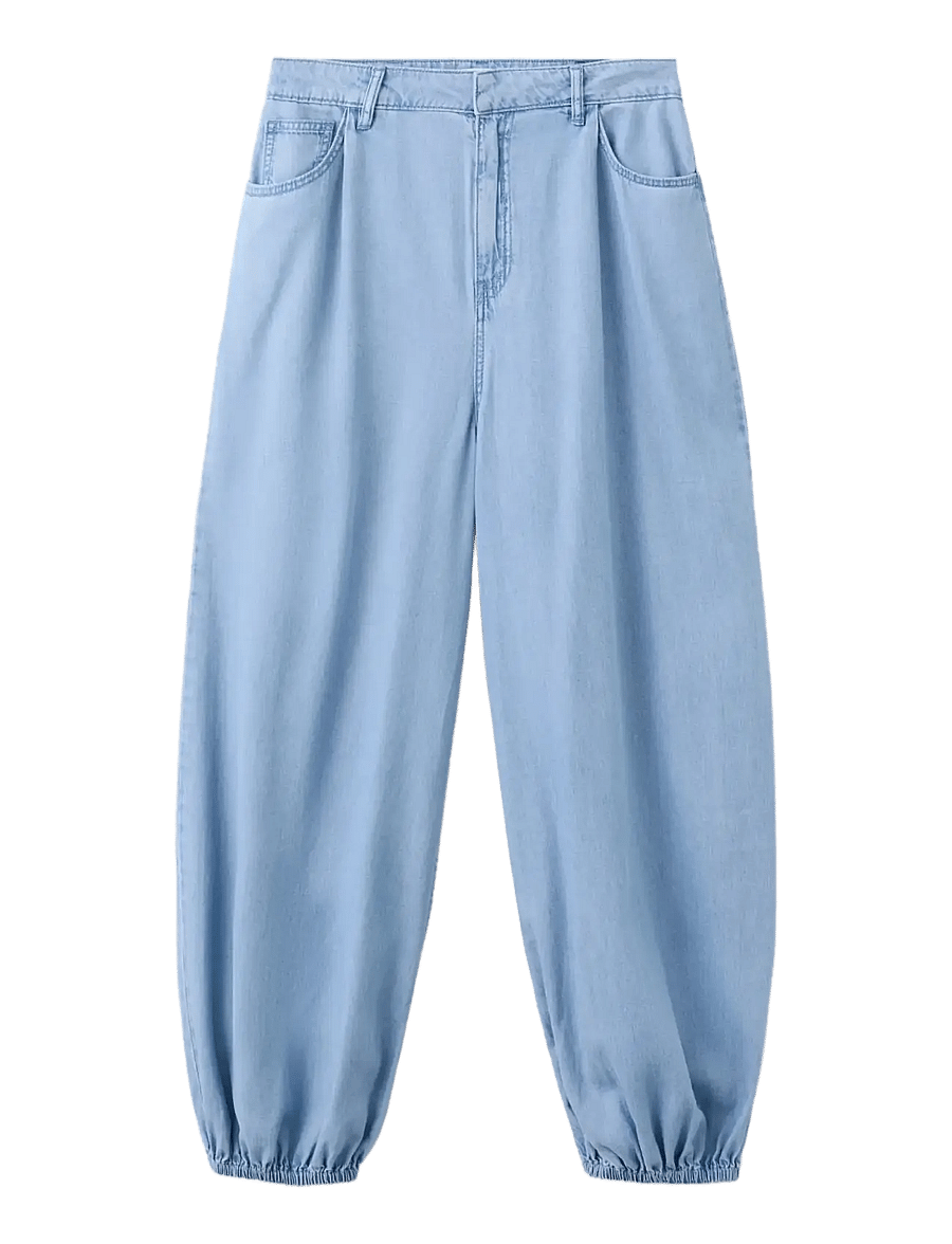 Mango - High-waisted baggy jeans - barrel jeans - open blue - 0