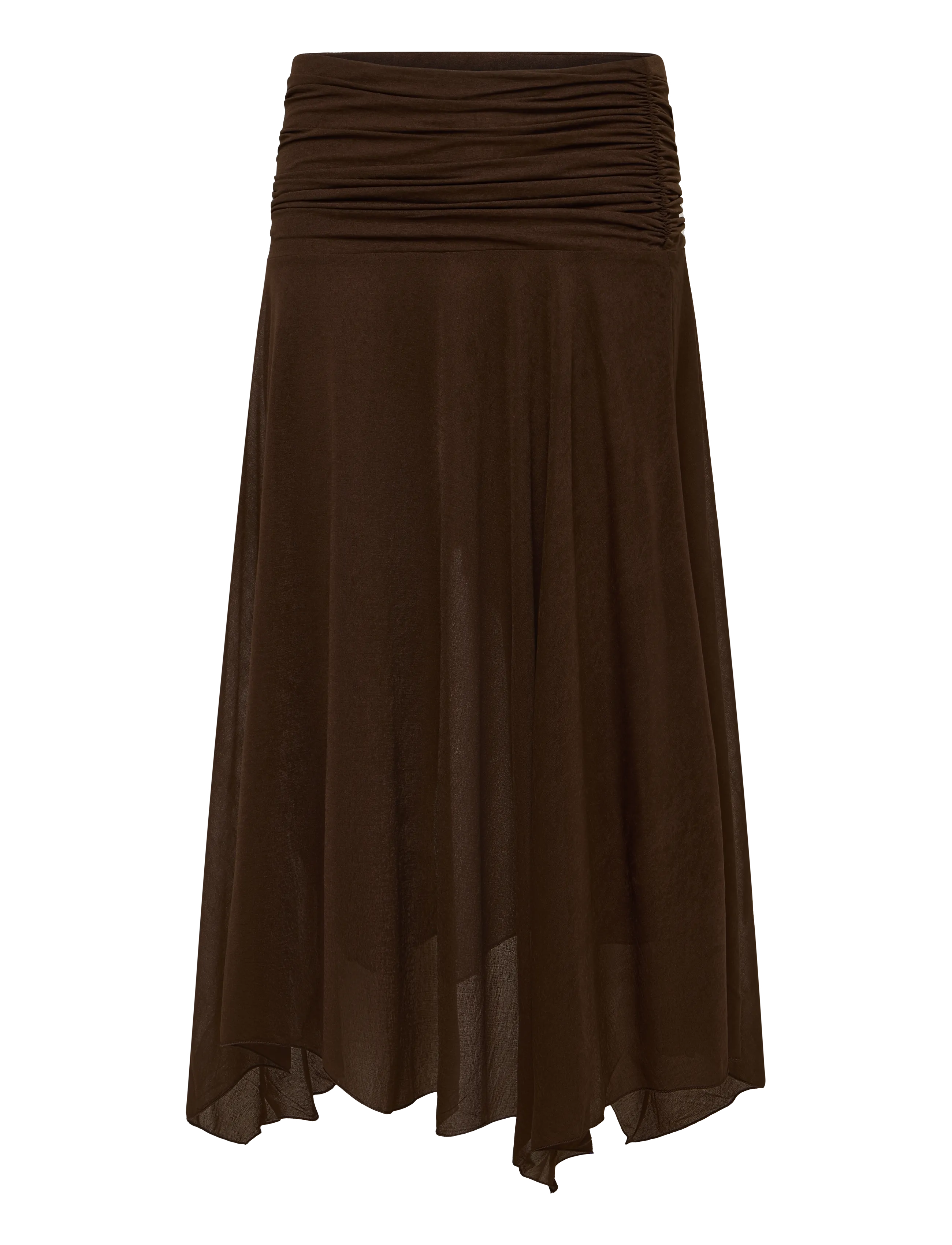Mango Asymmetric chiffon skirt - Tøj - BROWN / brown