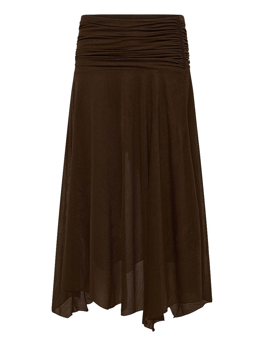 Mango - Asymmetric chiffon skirt - midi kjolar - brown - 1