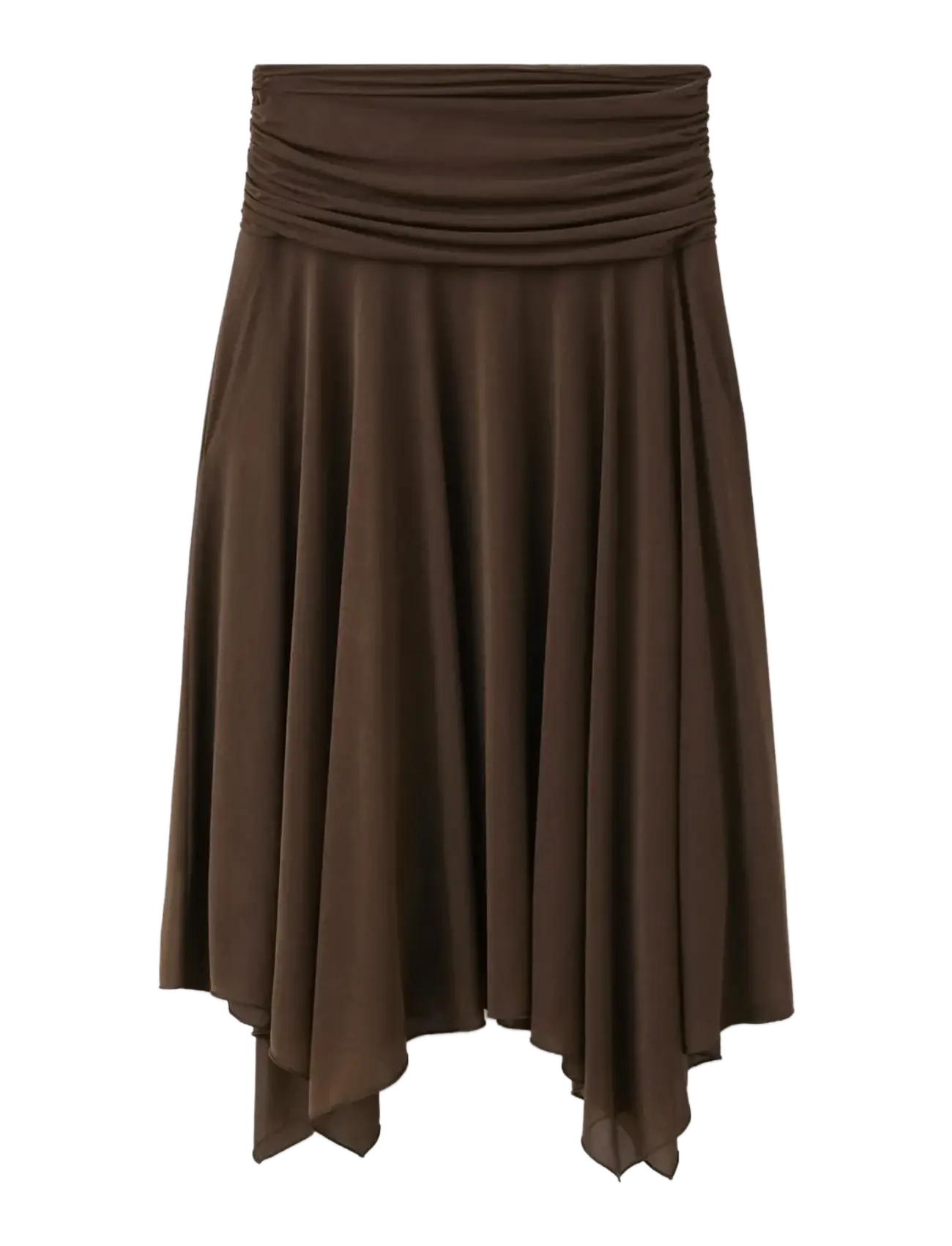 Mango Asymmetric chiffon skirt - Kläder - BROWN / brown
