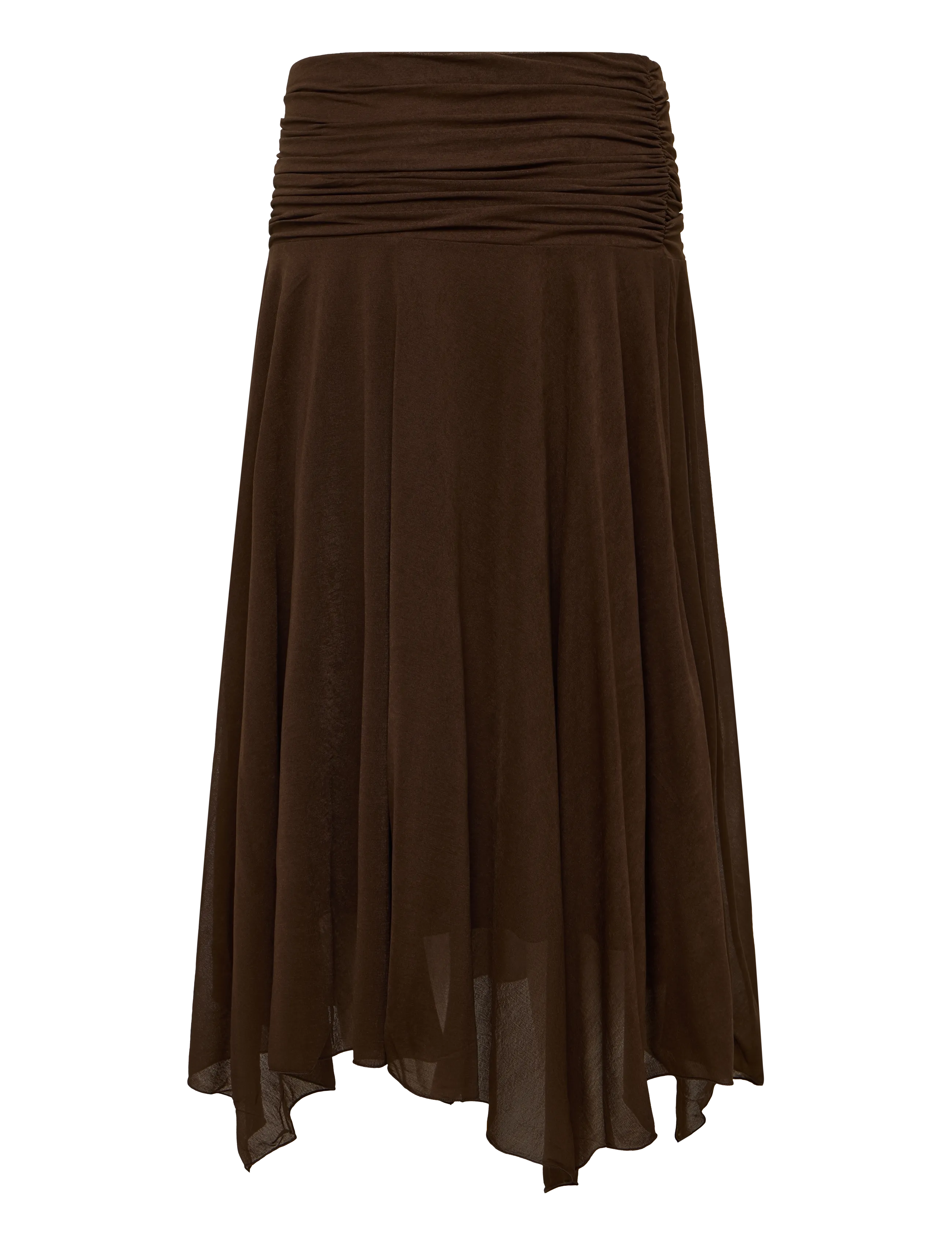 Mango - Asymmetric chiffon skirt - midi kjolar - brown - 2