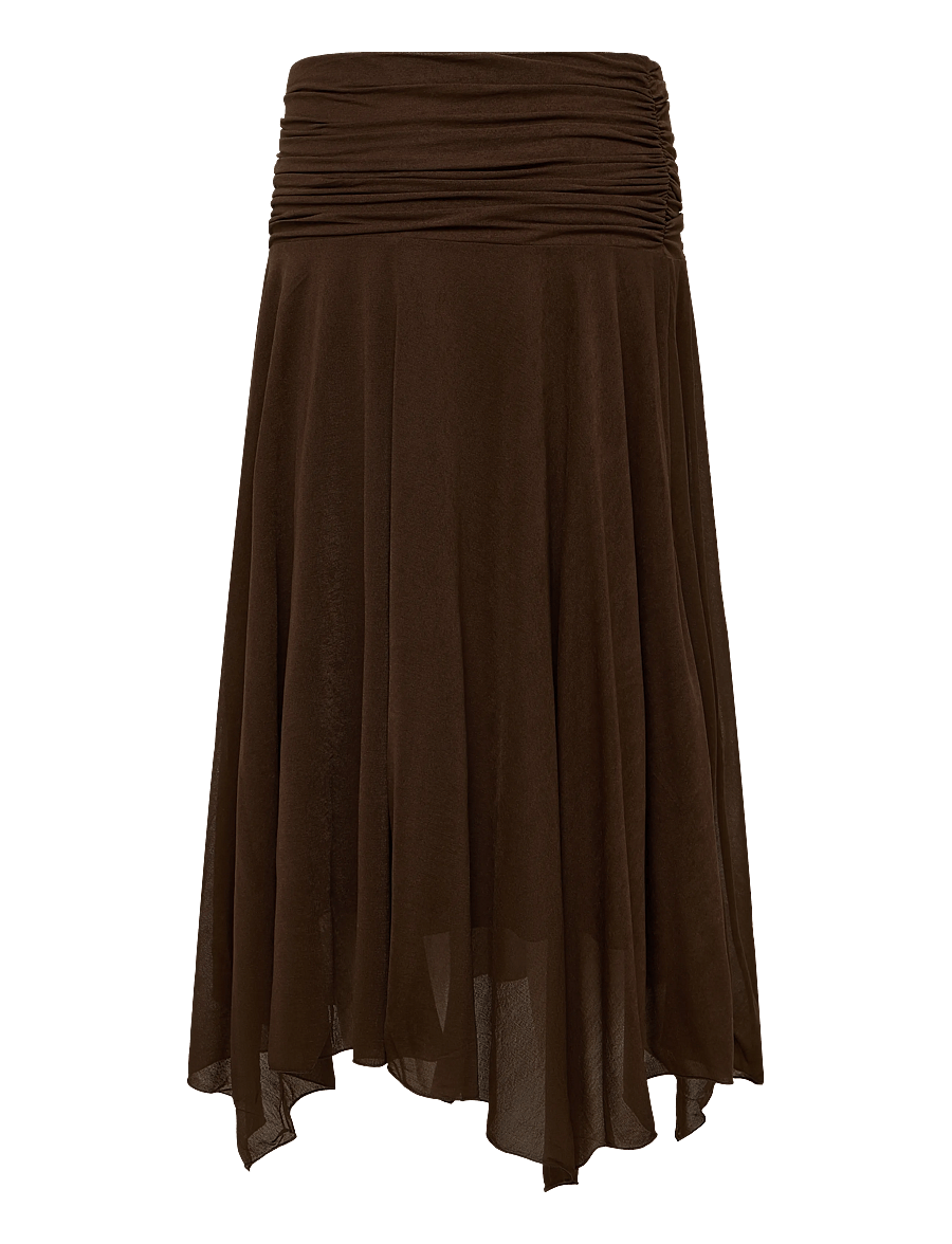 Mango - Asymmetric chiffon skirt - midi kjolar - brown - 2