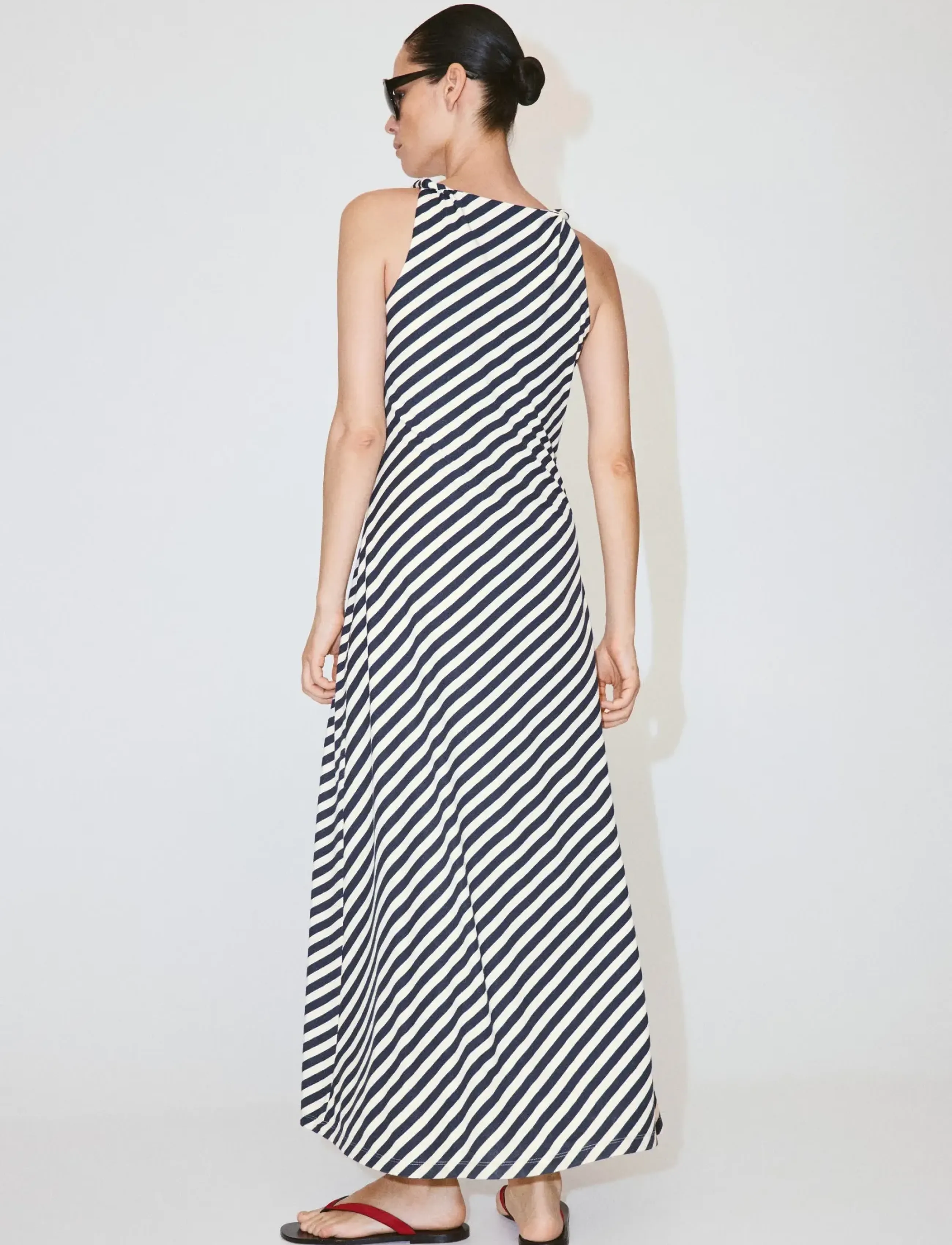 Mango - Knitted dress with draped straps - navy - 2