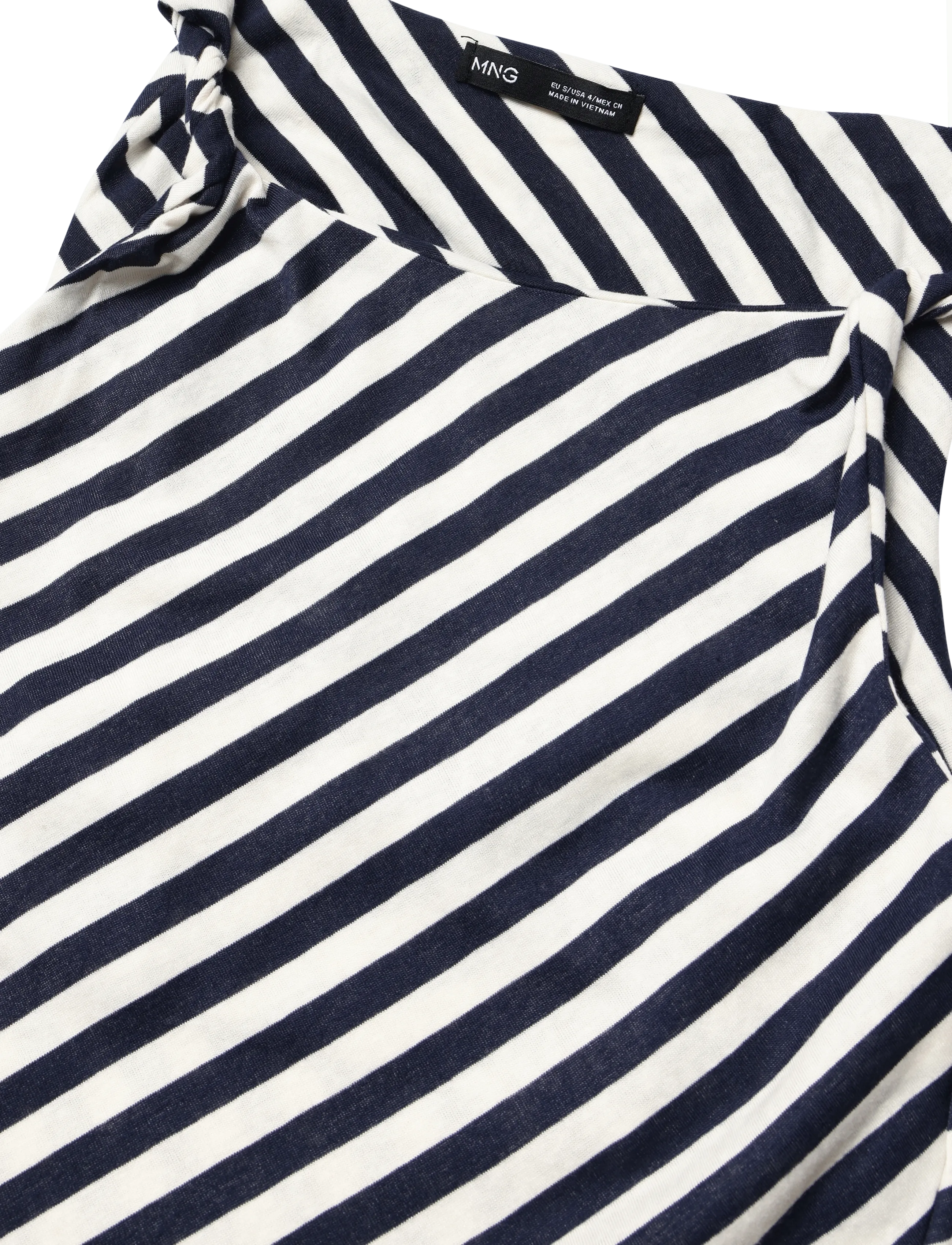 Mango - Knitted dress with draped straps - stickade klänningar - navy - 4