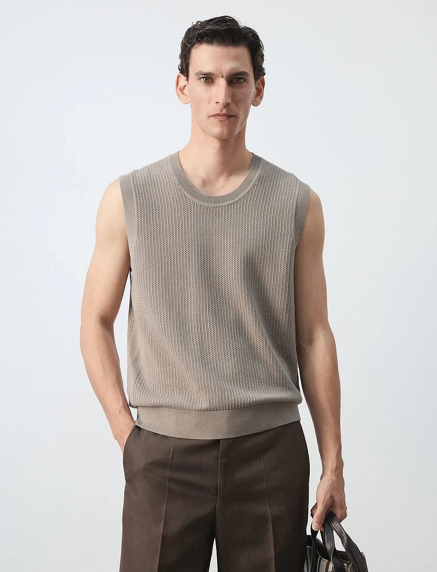 Mango - Fine-knit gilet - strikveste - medium brown - 0