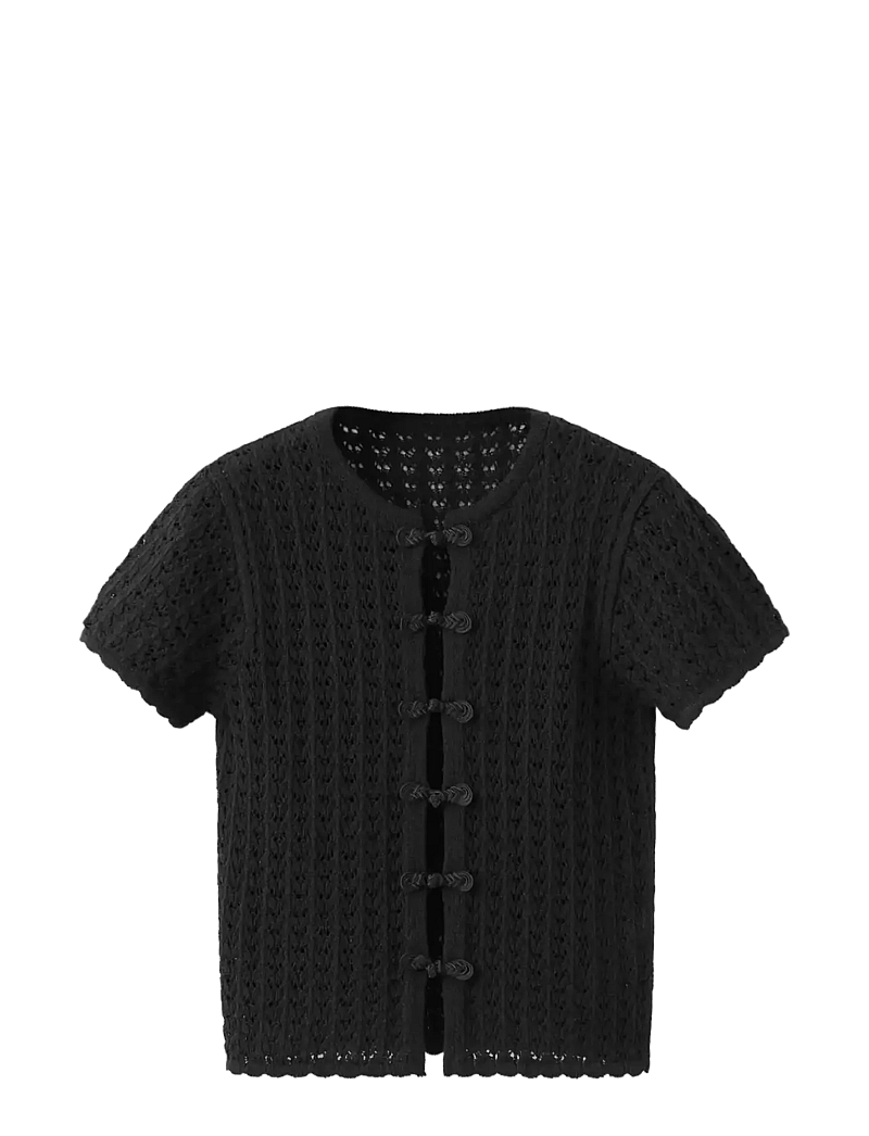 Mango - Open-knit toggle cardigan - cardigans - black - 0