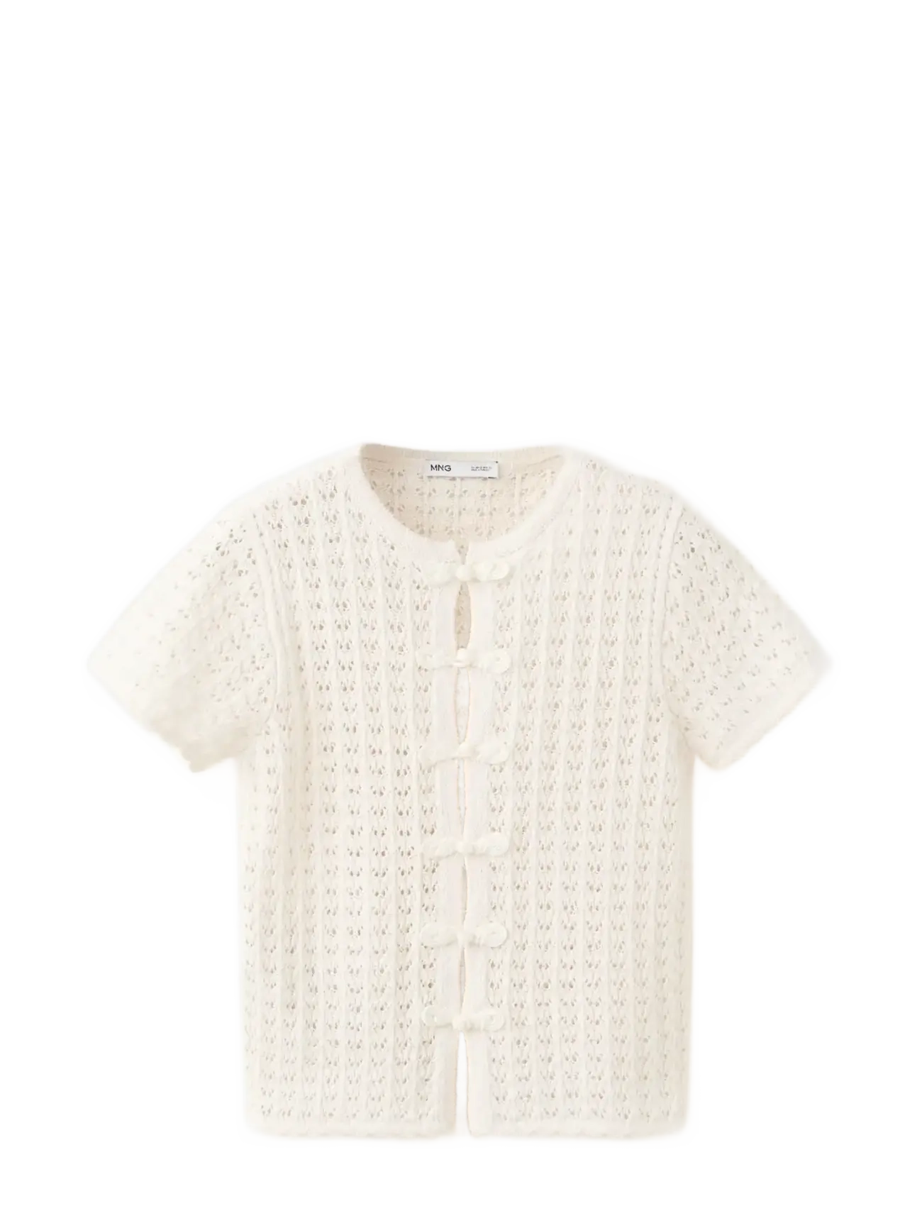 Mango Open-Knit Toggle Cardigan, S, Knitwear, Creme - Cardigans, Frauen
