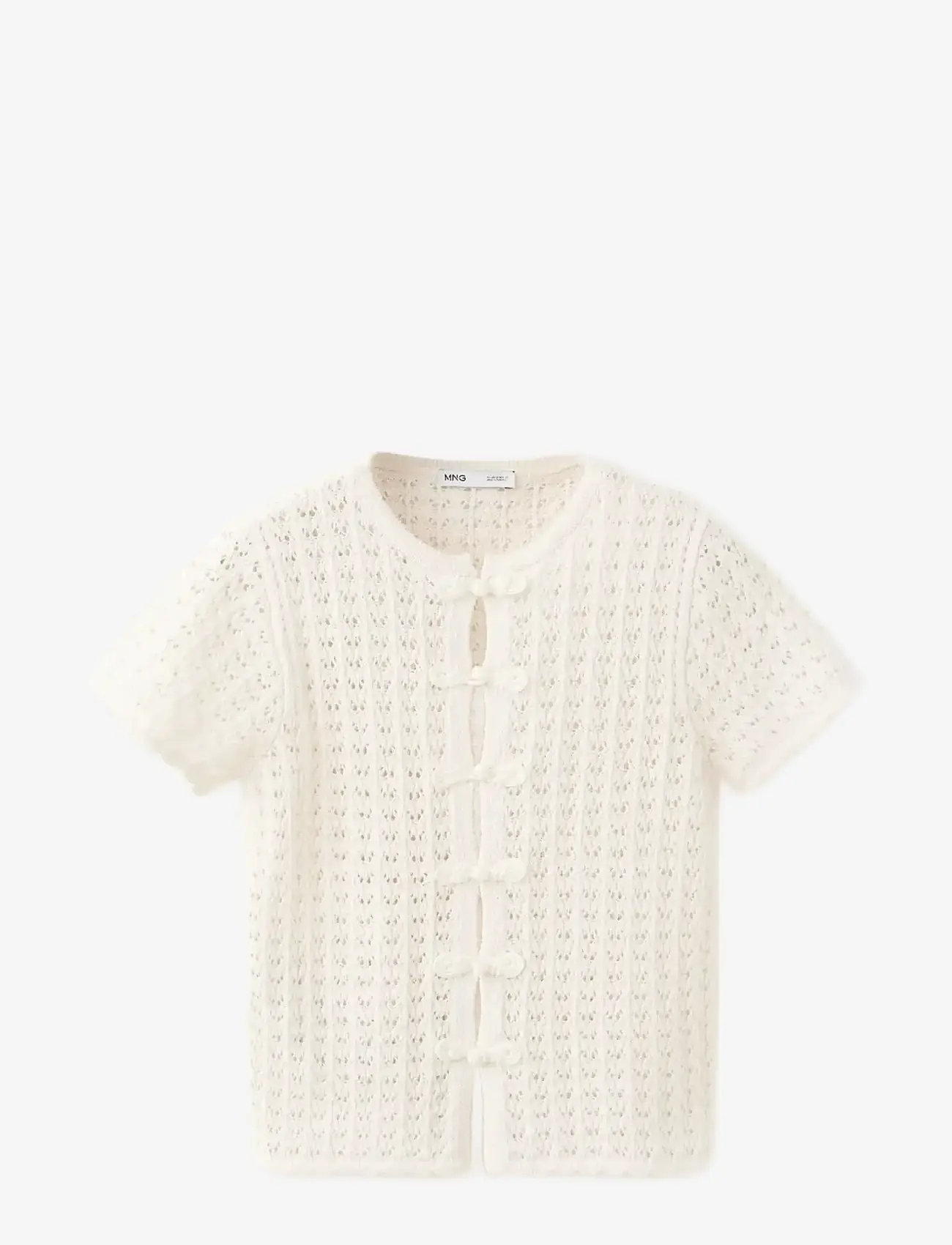Mango - Open-knit toggle cardigan - cardigans - light beige - 0