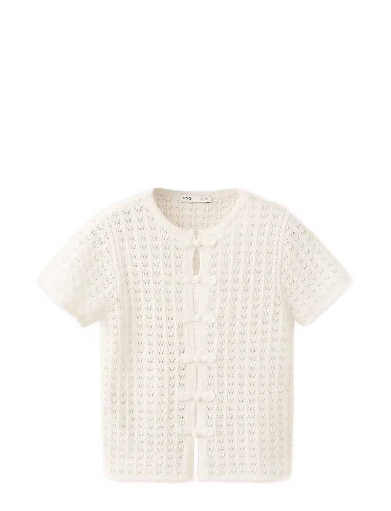 Mango - Open-knit toggle cardigan - cardigans - light beige - 0