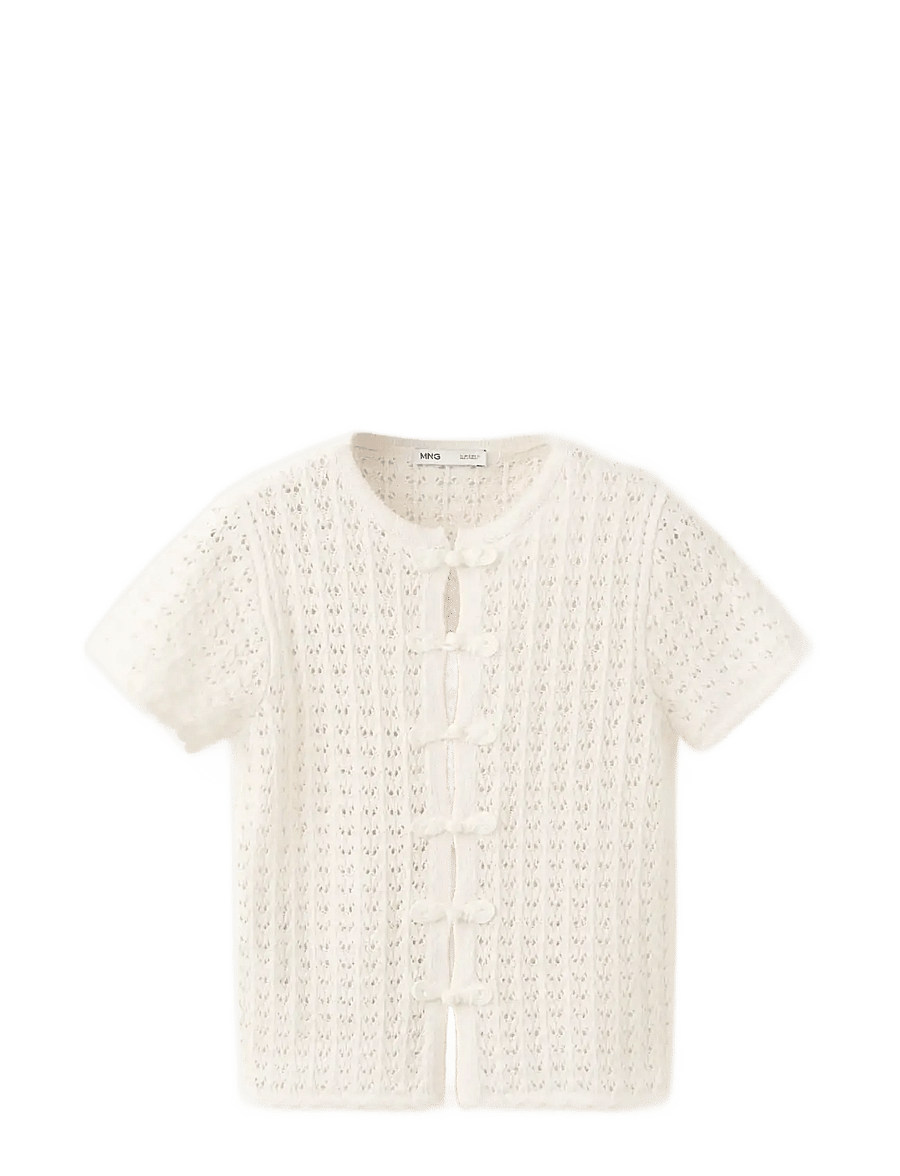 Mango - Open-knit toggle cardigan - cardigans - light beige - 0