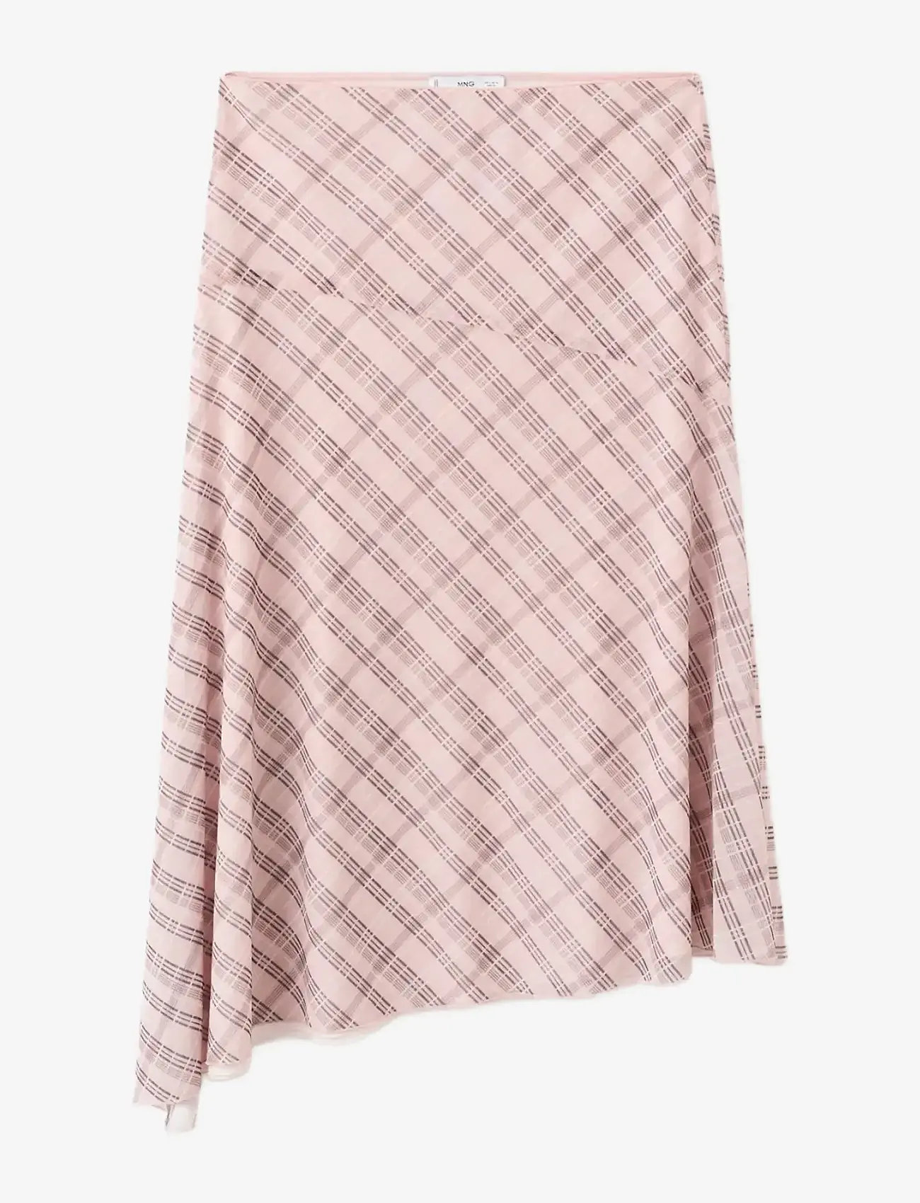 Mango - Checked asymmetric skirt - pink - 0