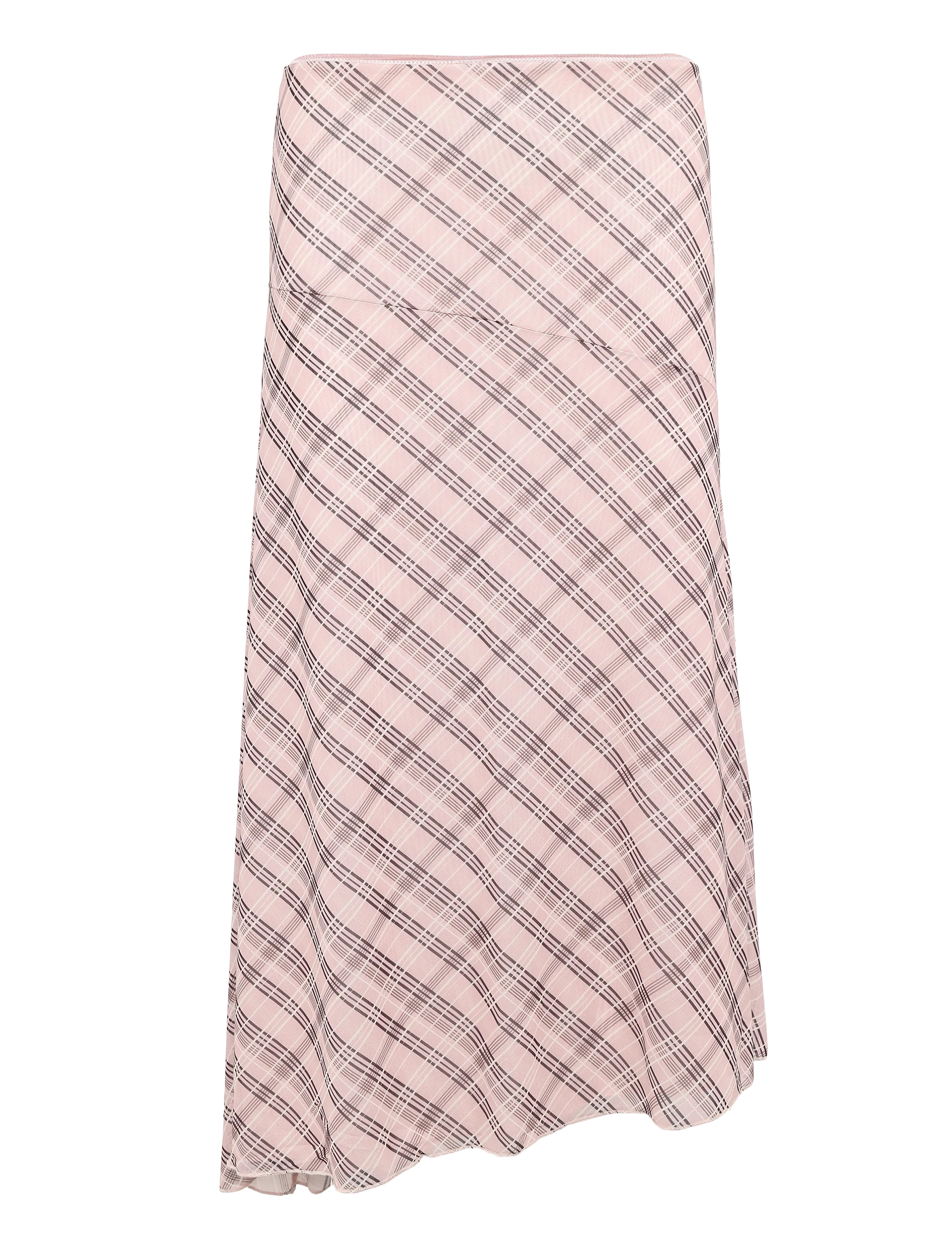 Mango Checked asymmetric skirt - Midi nederdele - PINK / pink/rose