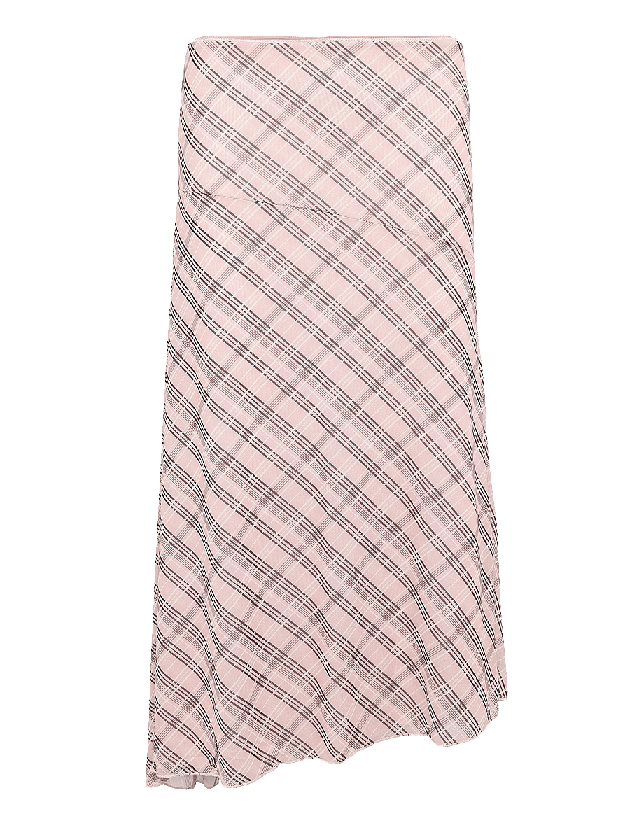 Mango - Checked asymmetric skirt - midi nederdele - pink - 0