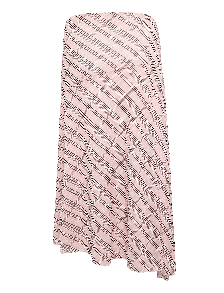 Mango - Checked asymmetric skirt - midi nederdele - pink - 1