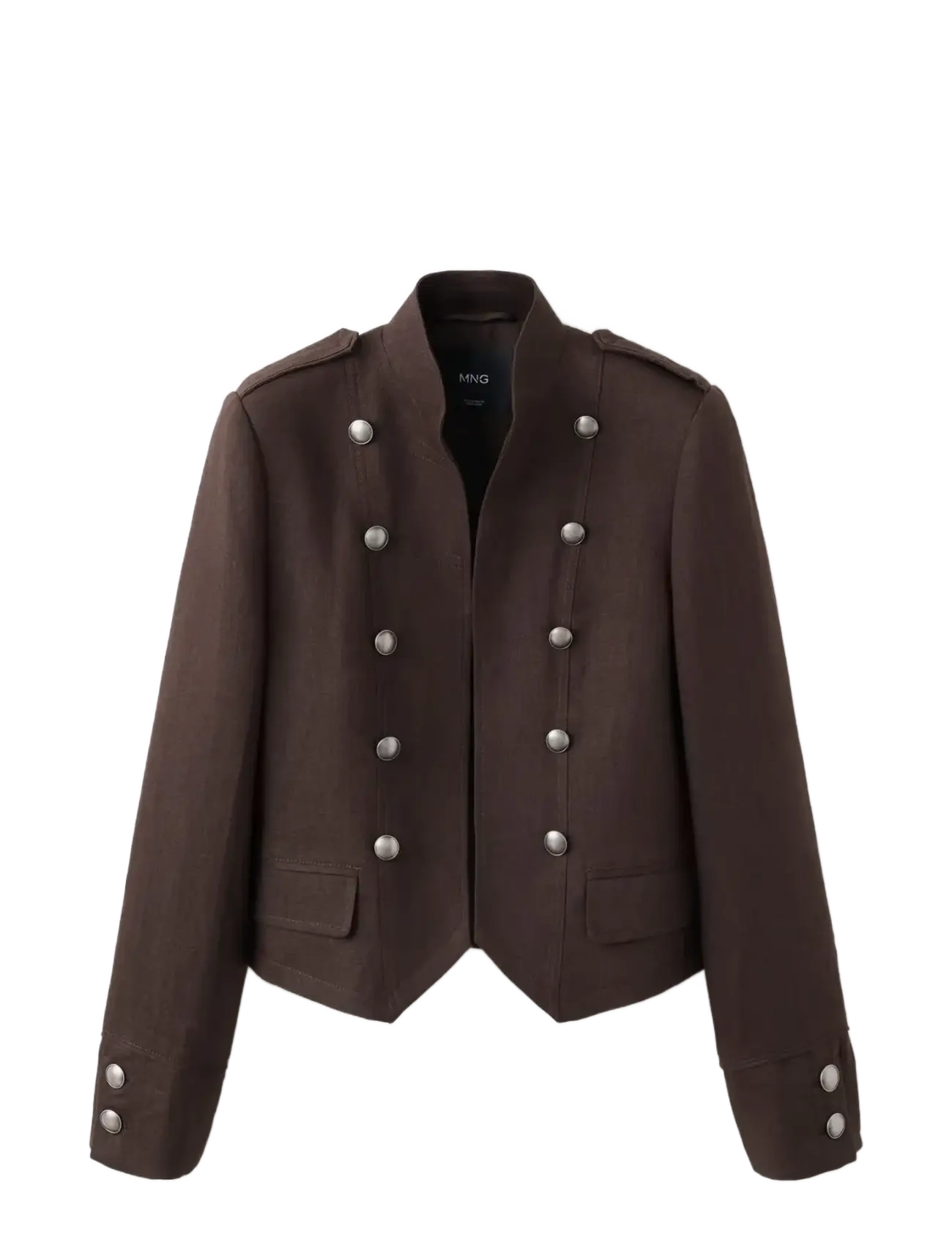 MANGO 100% Linen Jacke With Buttons Braun - S - Damen