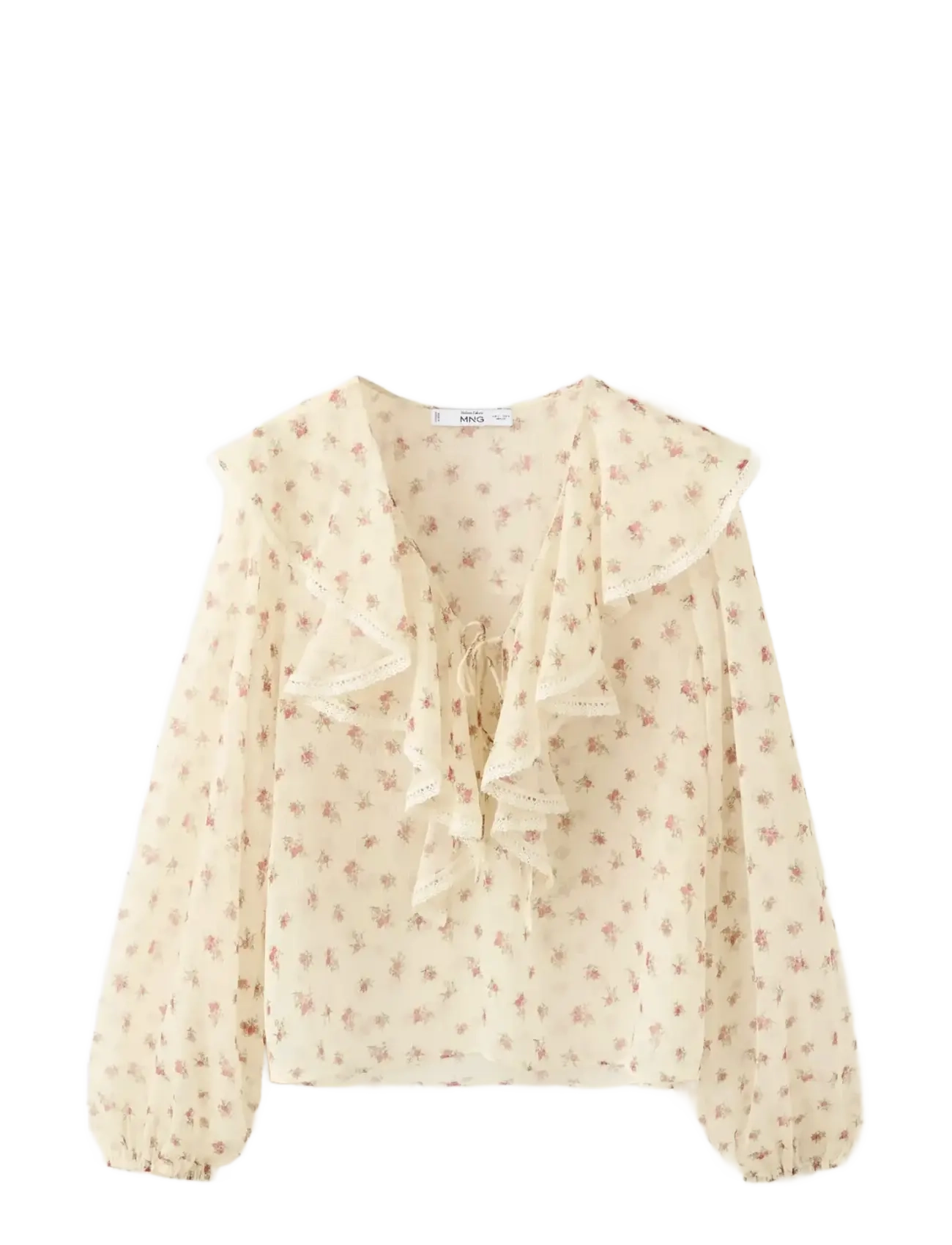 Mango Ruffled floral blouse - Blusar & Skjortor - YELLOW / yellow