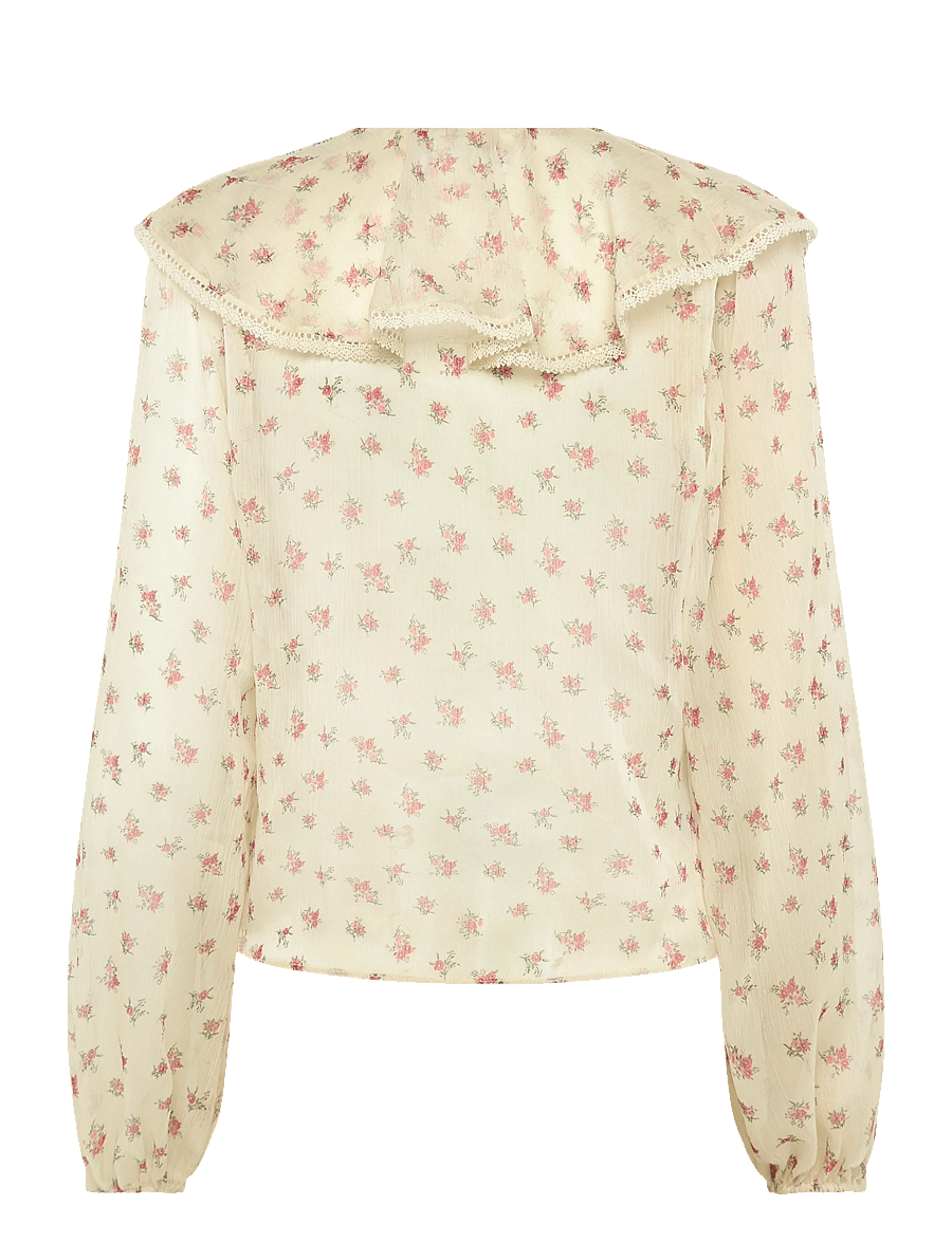 Mango - Ruffled floral blouse - langærmede bluser - yellow - 2